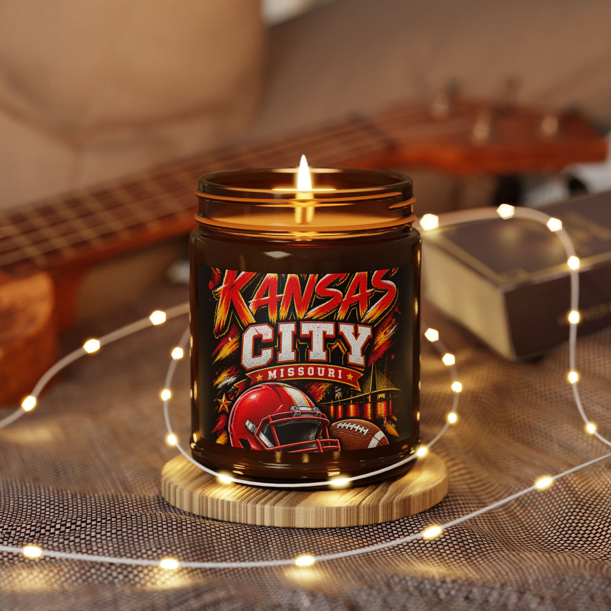 Kansas City Football Soy Candle (Amber Jar)