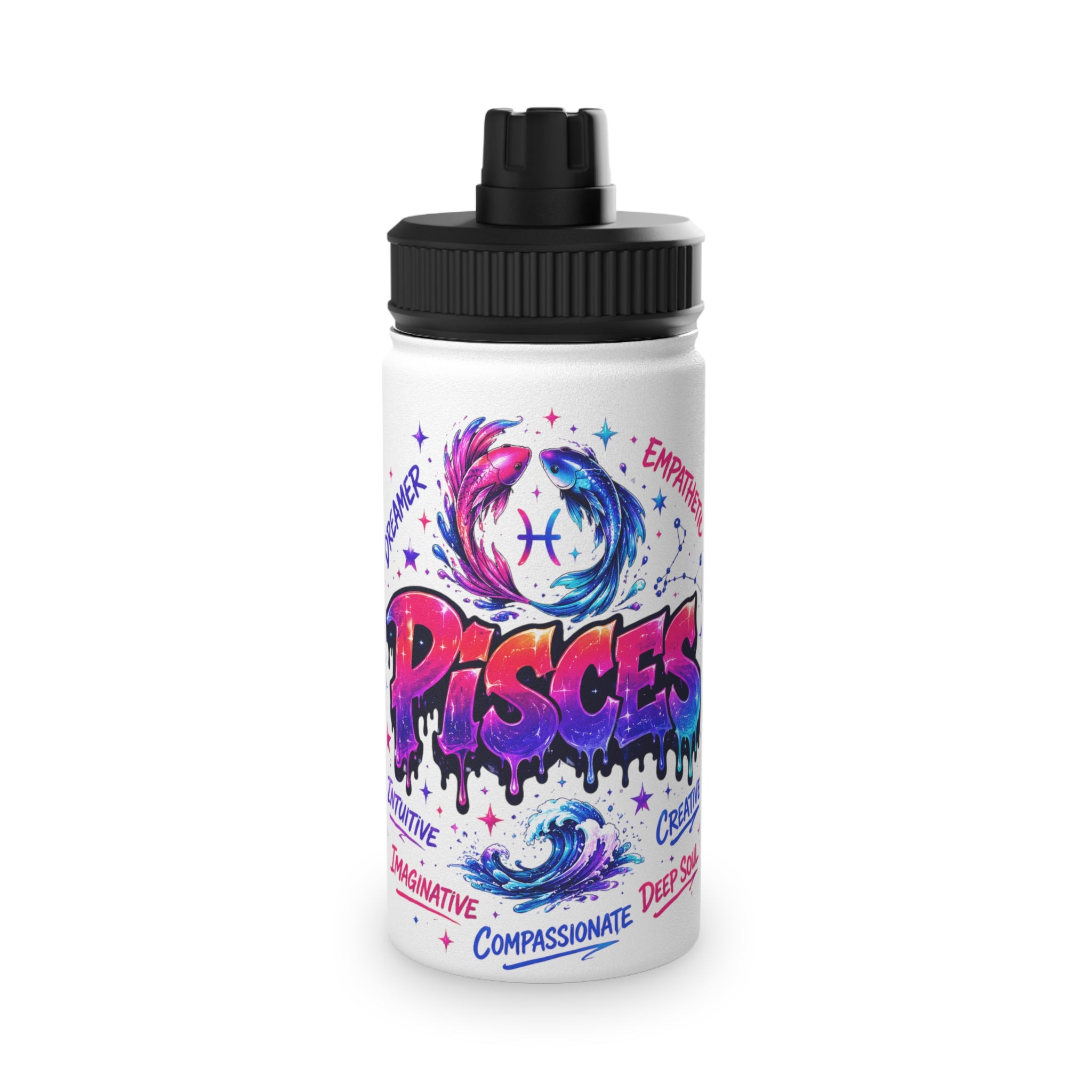 Pisces Stainless Steel Water Bottle, Sports Lid