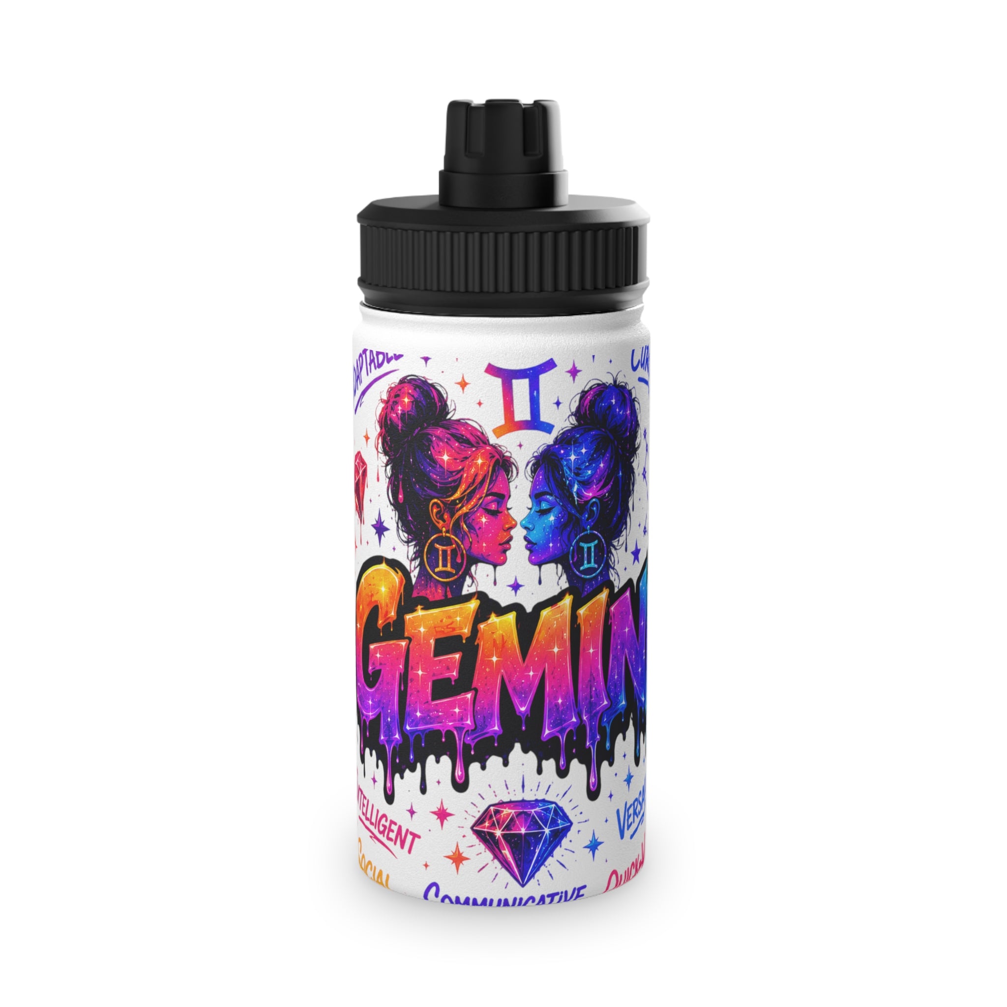 Gemini Stainless Steel Water Bottle, Sports Lid