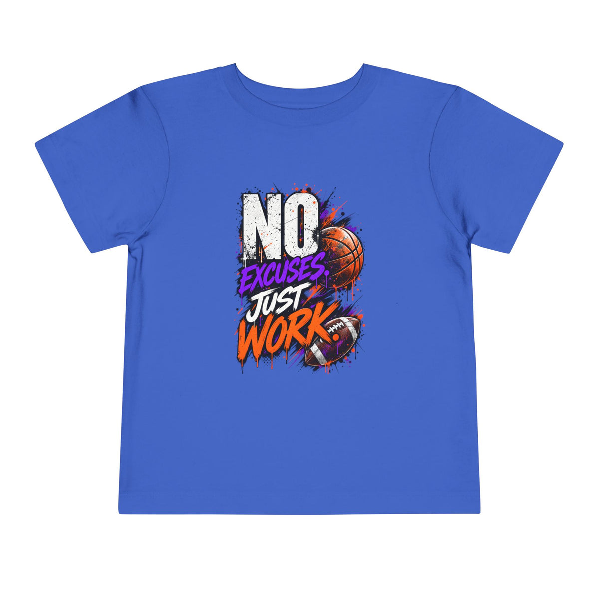 No Excuses Just Work Kids Motivational Football T-Shirt