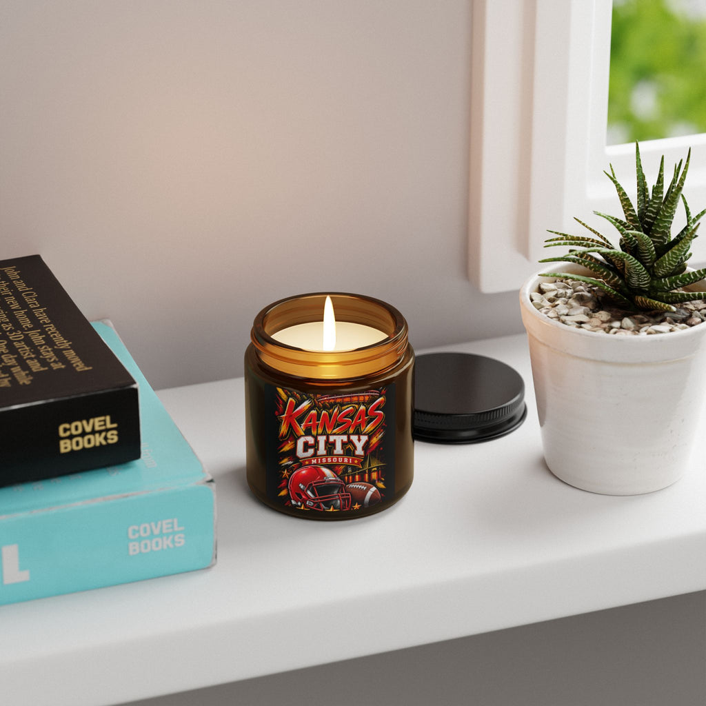 Kansas City Football Soy Candle (4oz, Amber Jar)
