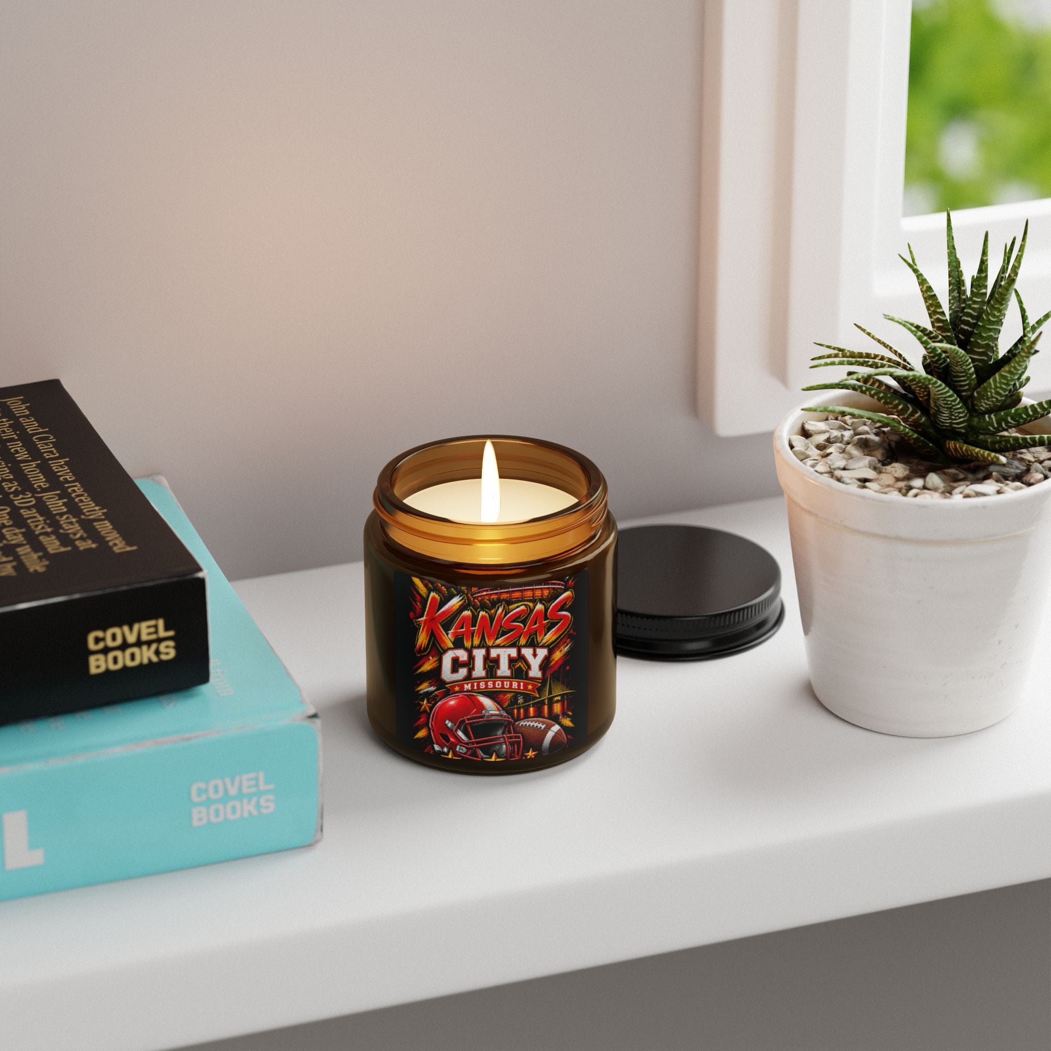 Kansas City Football Soy Candle (4oz, Amber Jar)