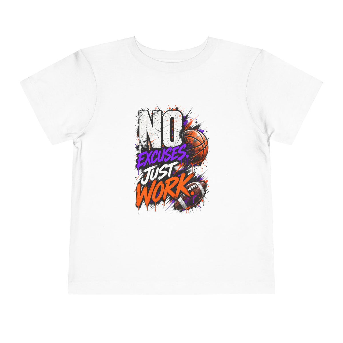 No Excuses Just Work Kids Motivational Football T-Shirt