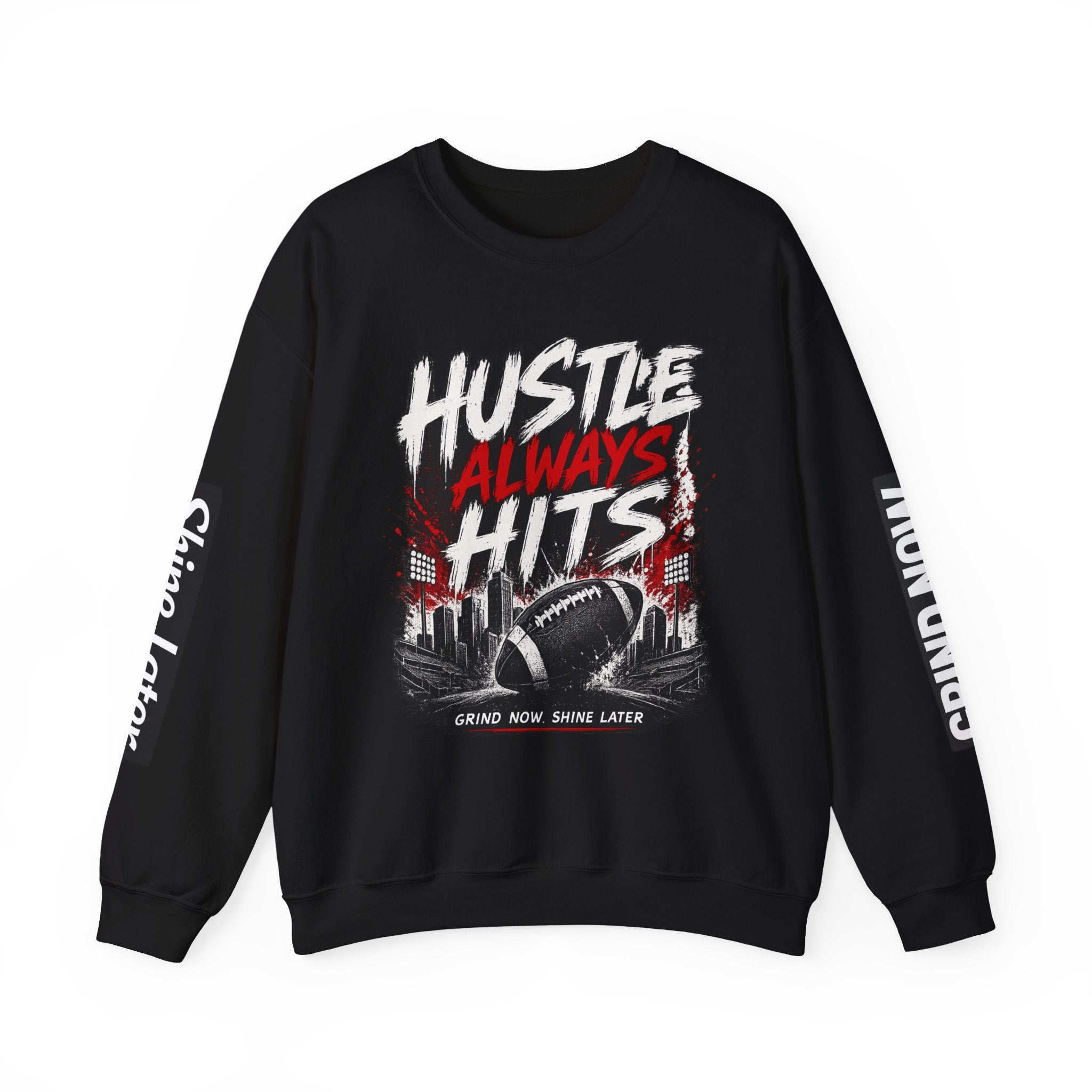 Hustle Always Hits Football Crewneck Sweatshirt