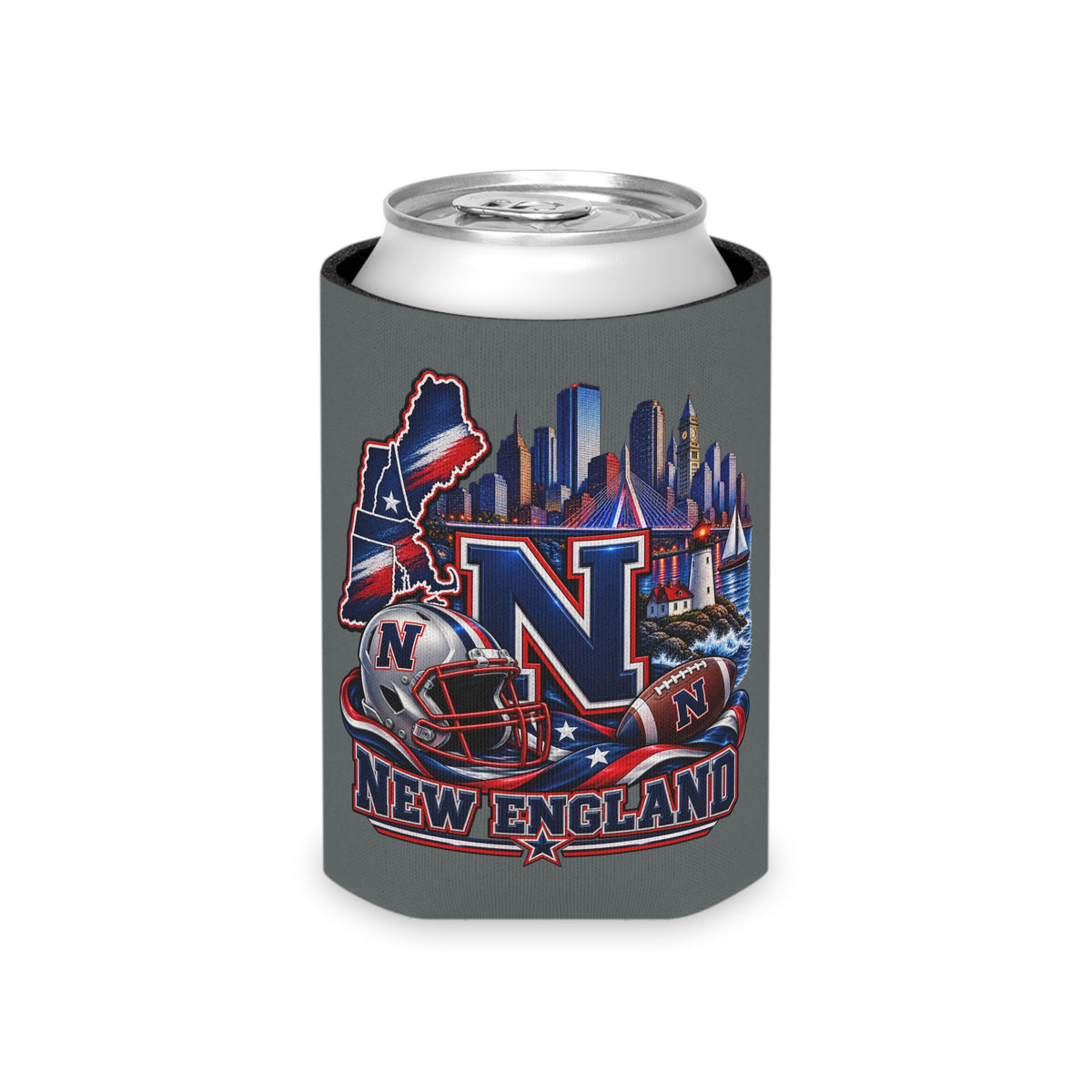 New England Football Can Cooler Sleeve