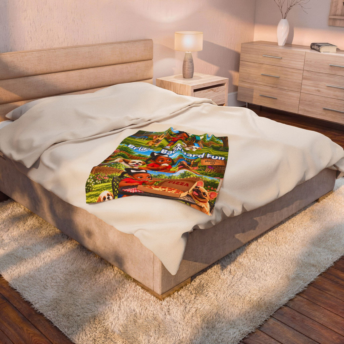 Bria’s Backyard Fun 3-Scene Velveteen Blanket