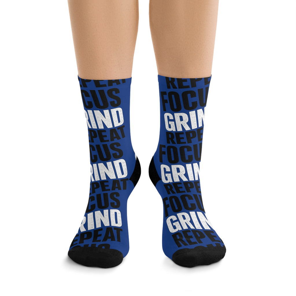 Unisex Focus Grind and Repeat Poly Socks