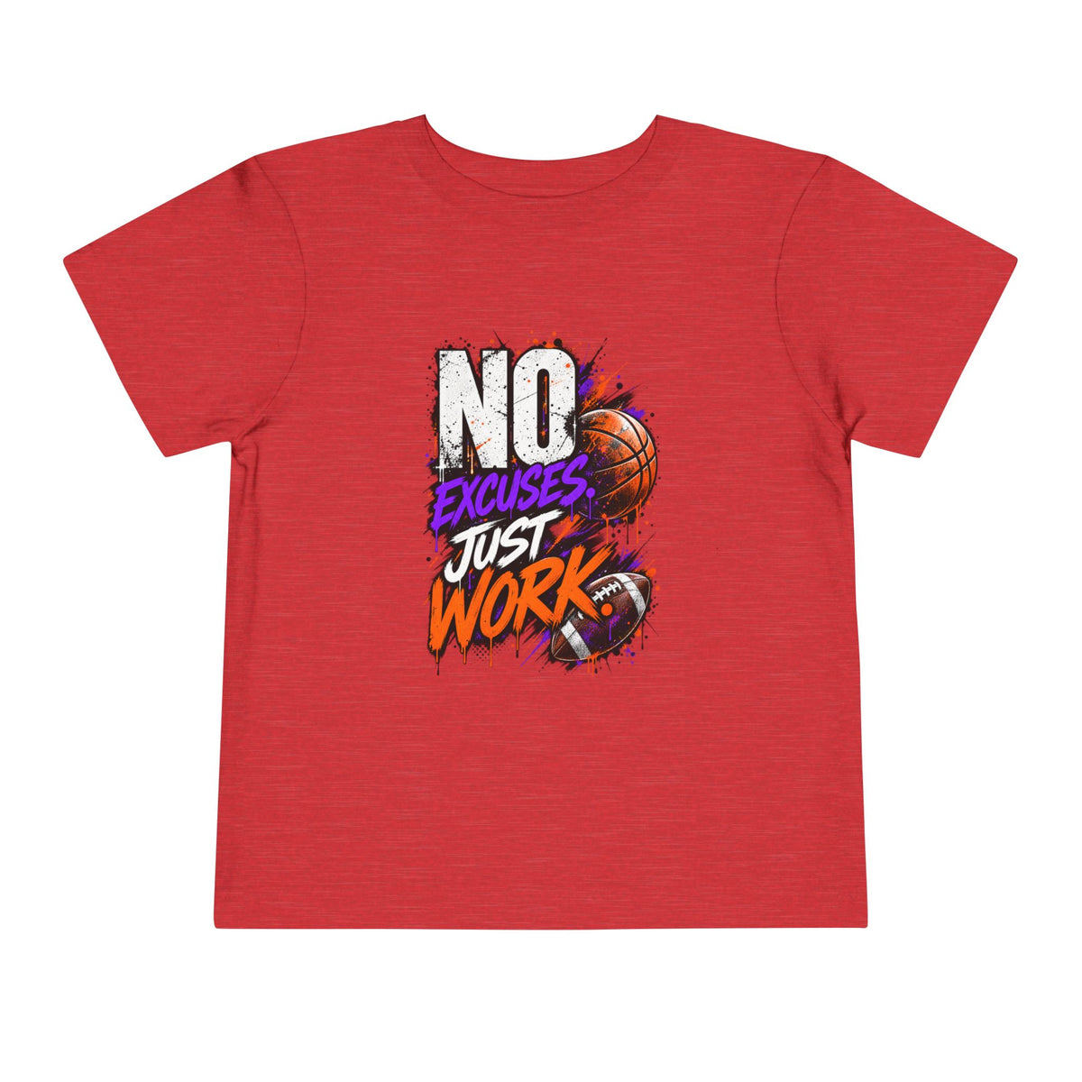 No Excuses Just Work Kids Motivational Football T-Shirt