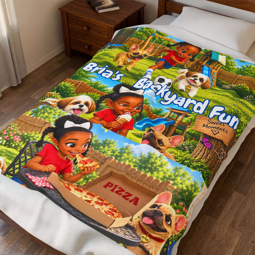Bria’s Backyard Fun 3-Scene Velveteen Blanket