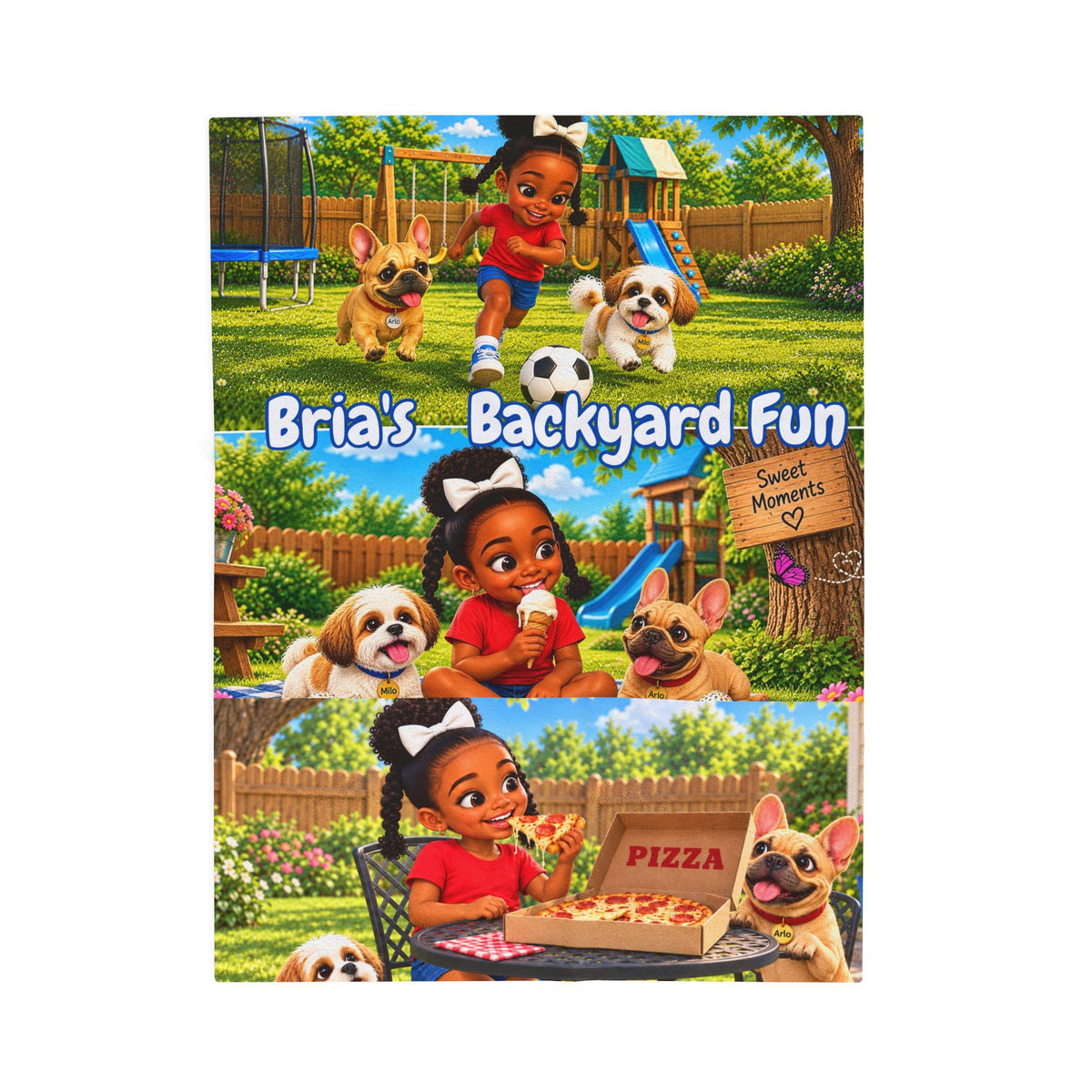 Bria’s Backyard Fun 3-Scene Velveteen Blanket