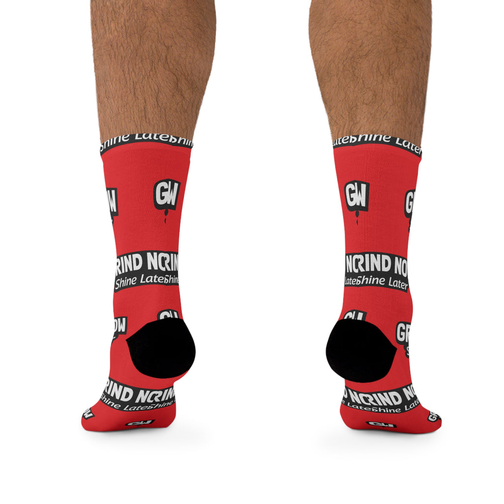 Grind Now Shine Later Unisex Red Crew Socks
