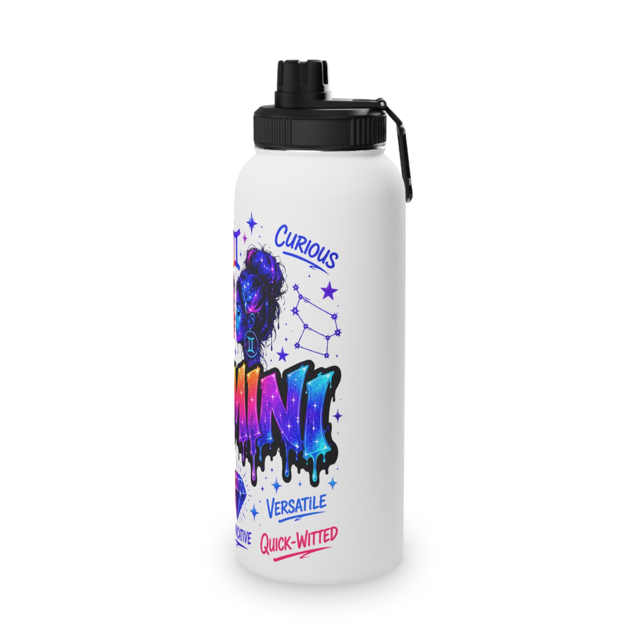 Gemini Stainless Steel Water Bottle, Sports Lid