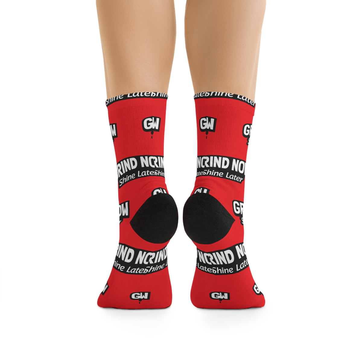 Grind Now Shine Later Unisex Red Crew Socks