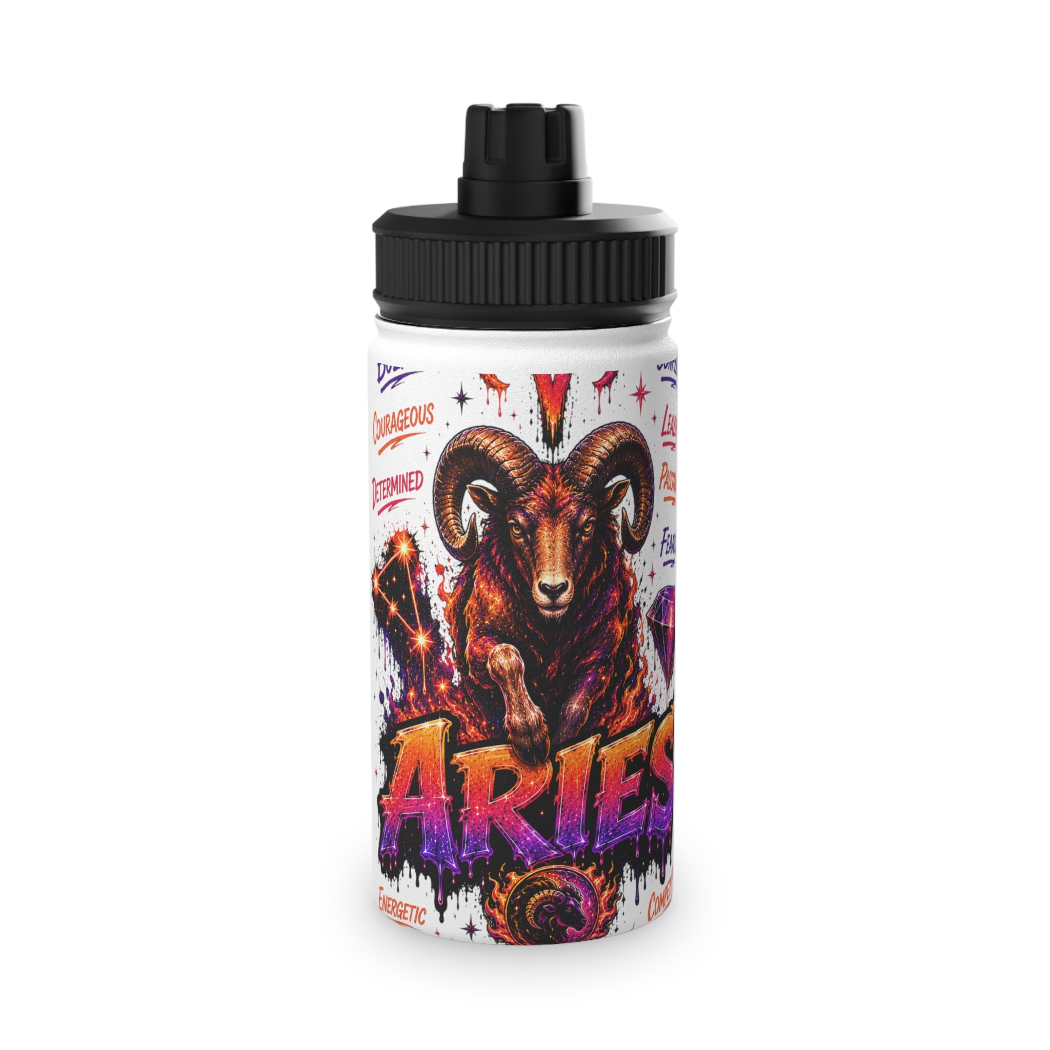 Aries Stainless Steel Water Bottle, Sports Lid