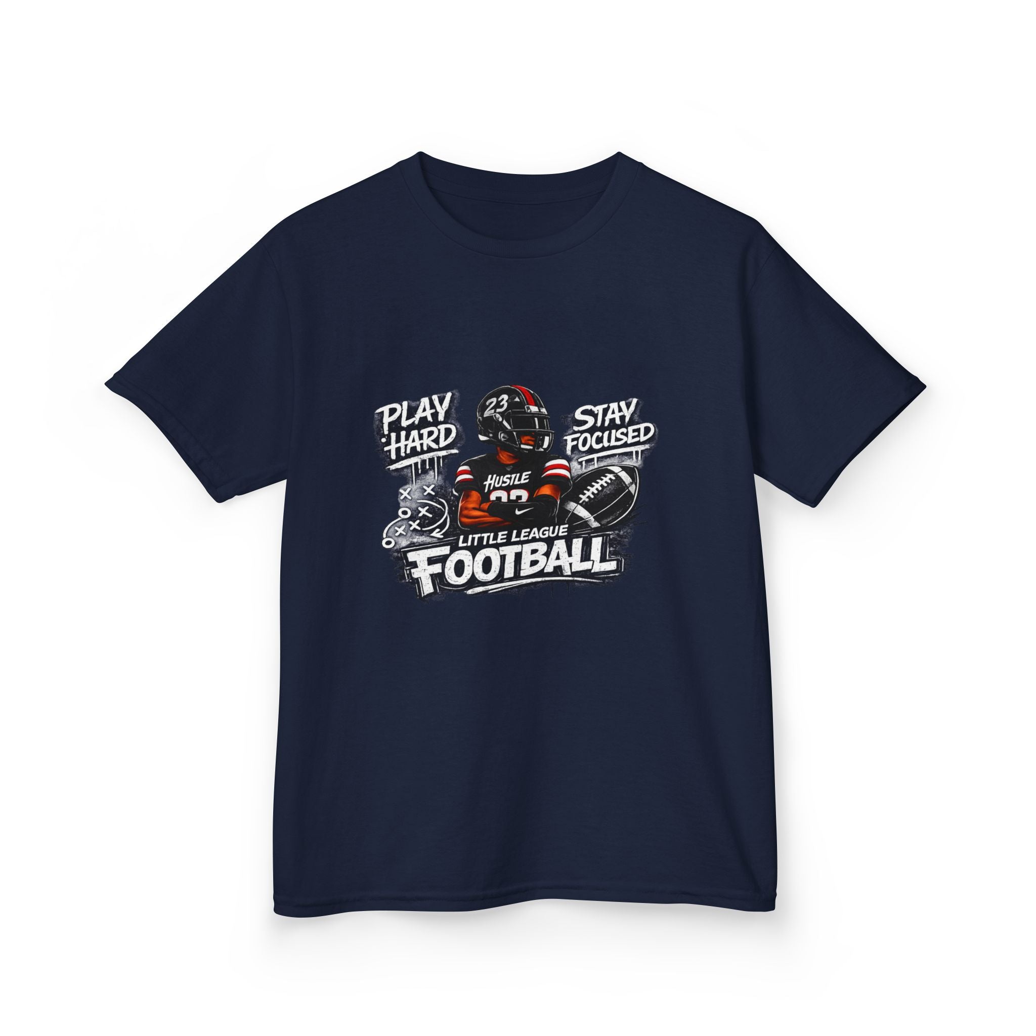 Play Hard Stay Focused Little League Football Kids T-Shirt