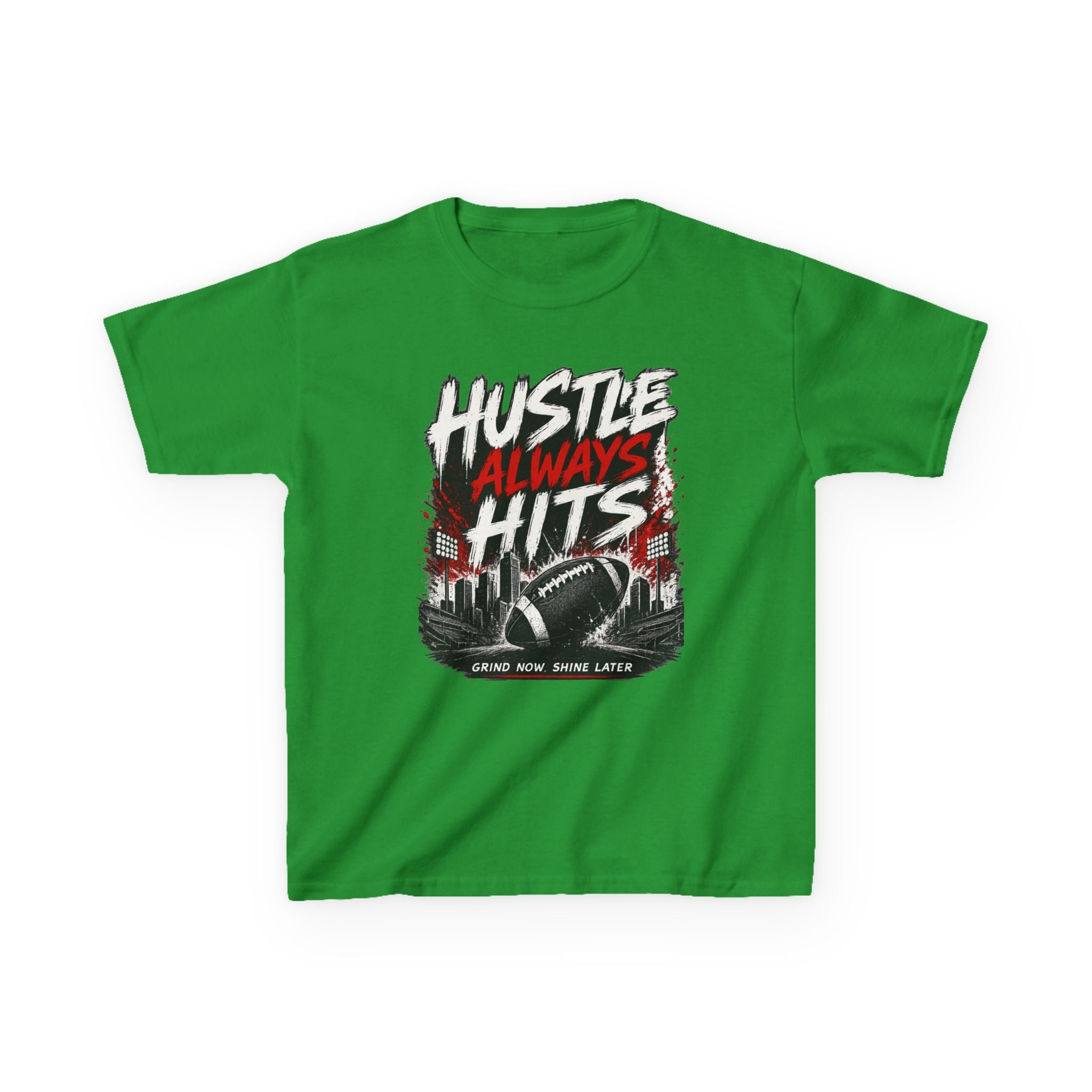Hustle Always Hits Kids Football T-Shirt