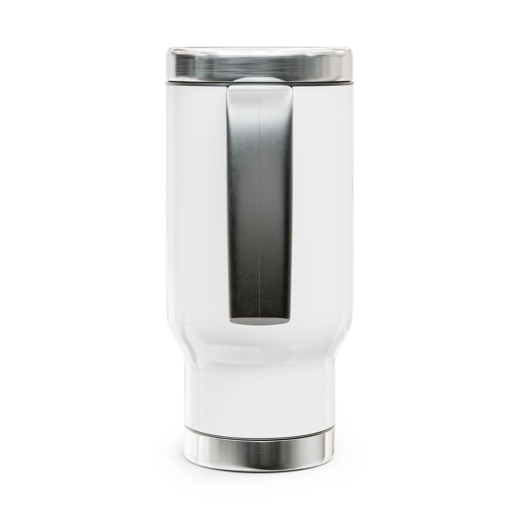 Stainless Steel Glossy Personalized Travel Mug with Handle, 14oz