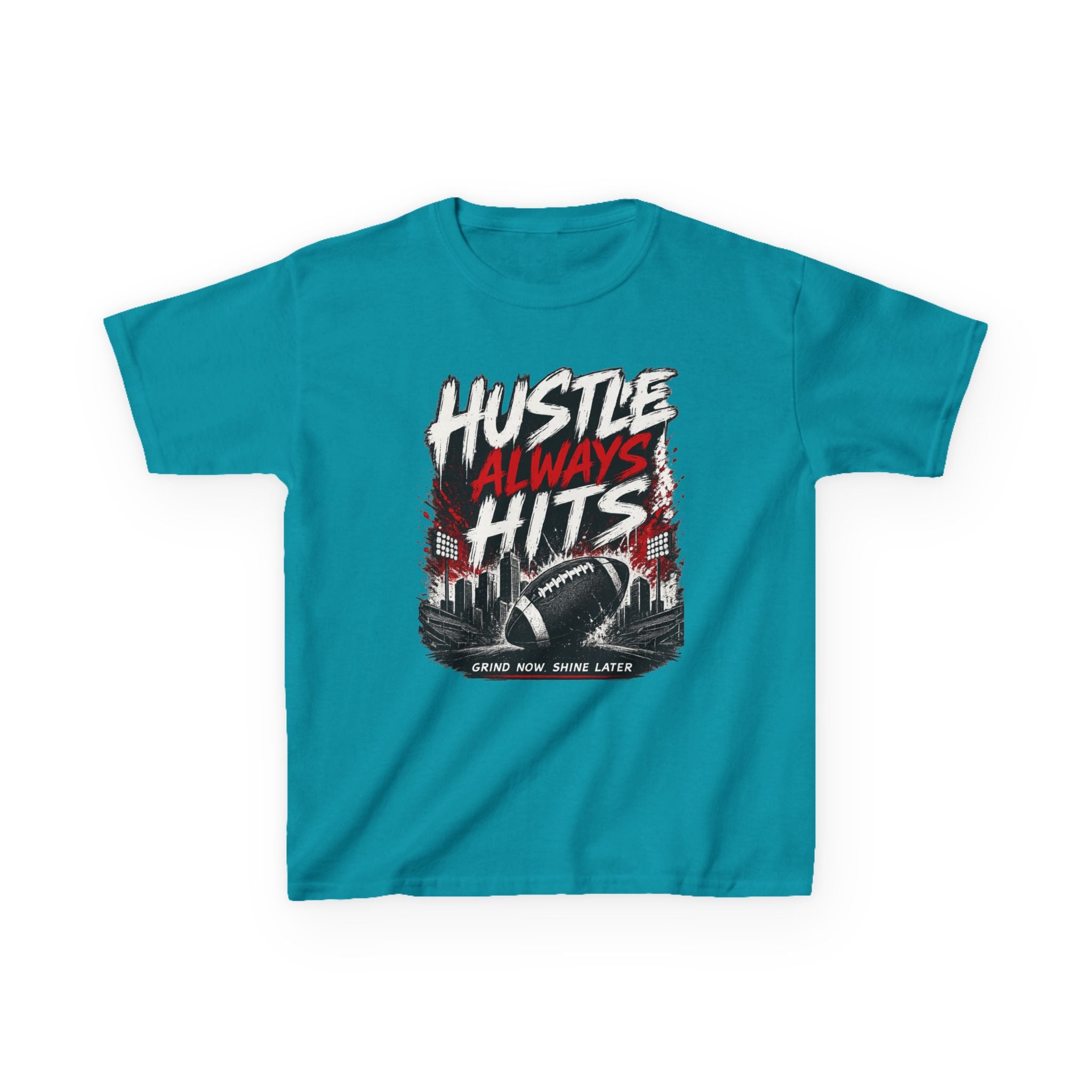 Hustle Always Hits Kids Football T-Shirt