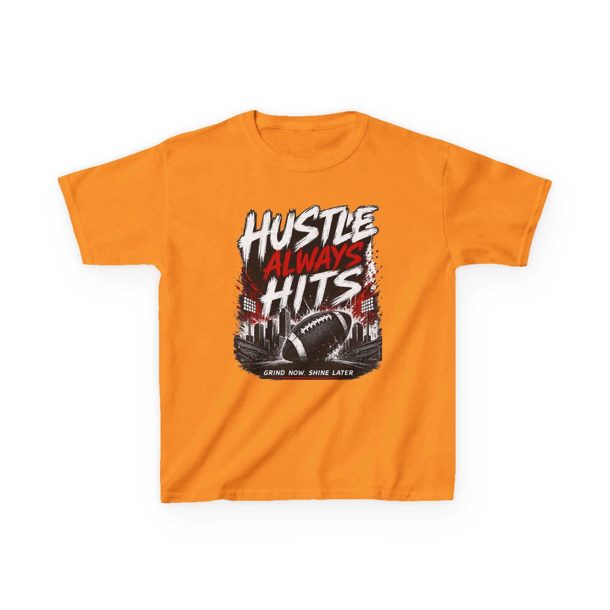 Hustle Always Hits Kids Football T-Shirt