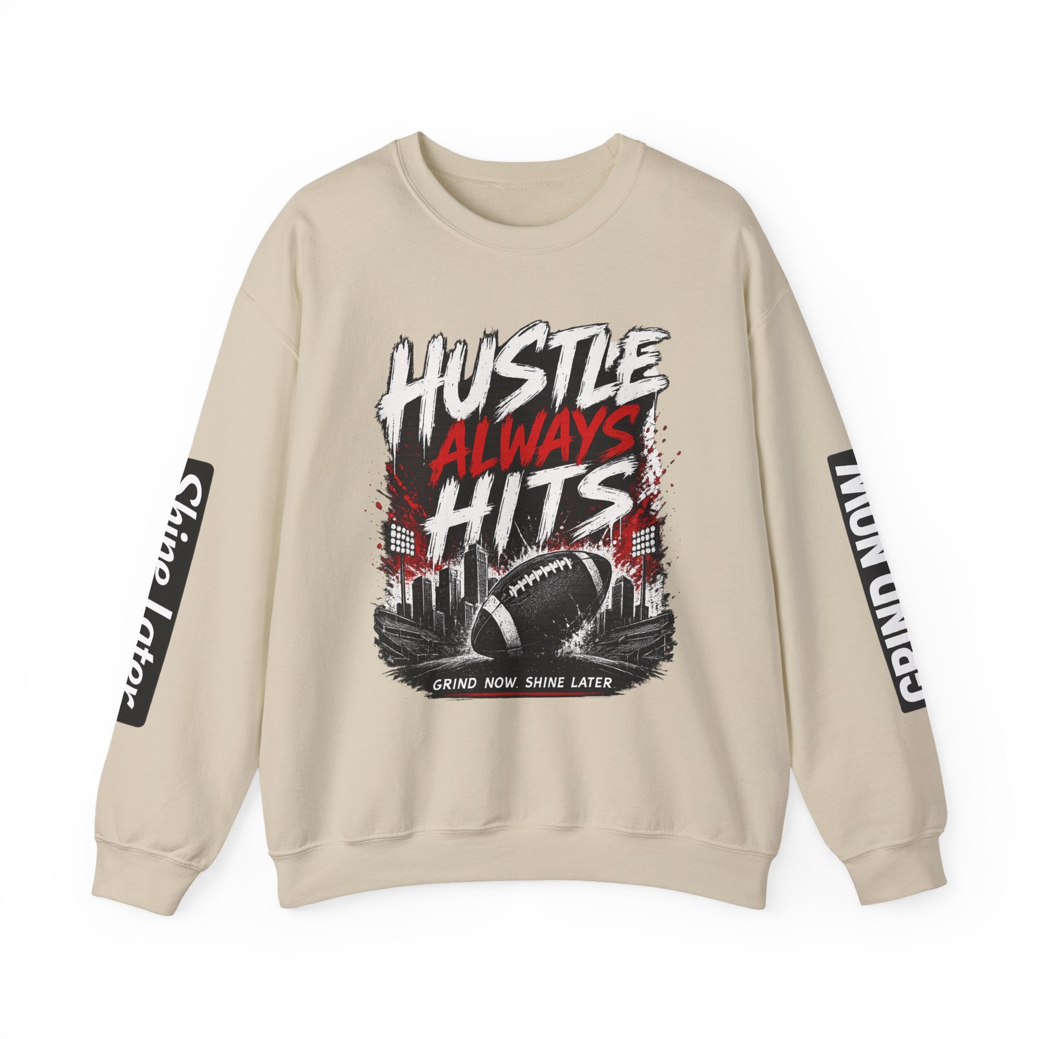 Hustle Always Hits Football Crewneck Sweatshirt