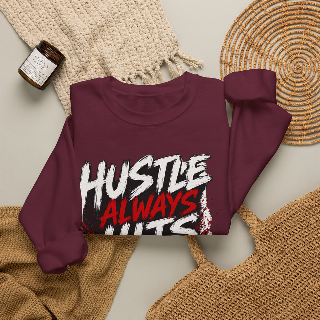 Hustle Always Hits Football Crewneck Sweatshirt