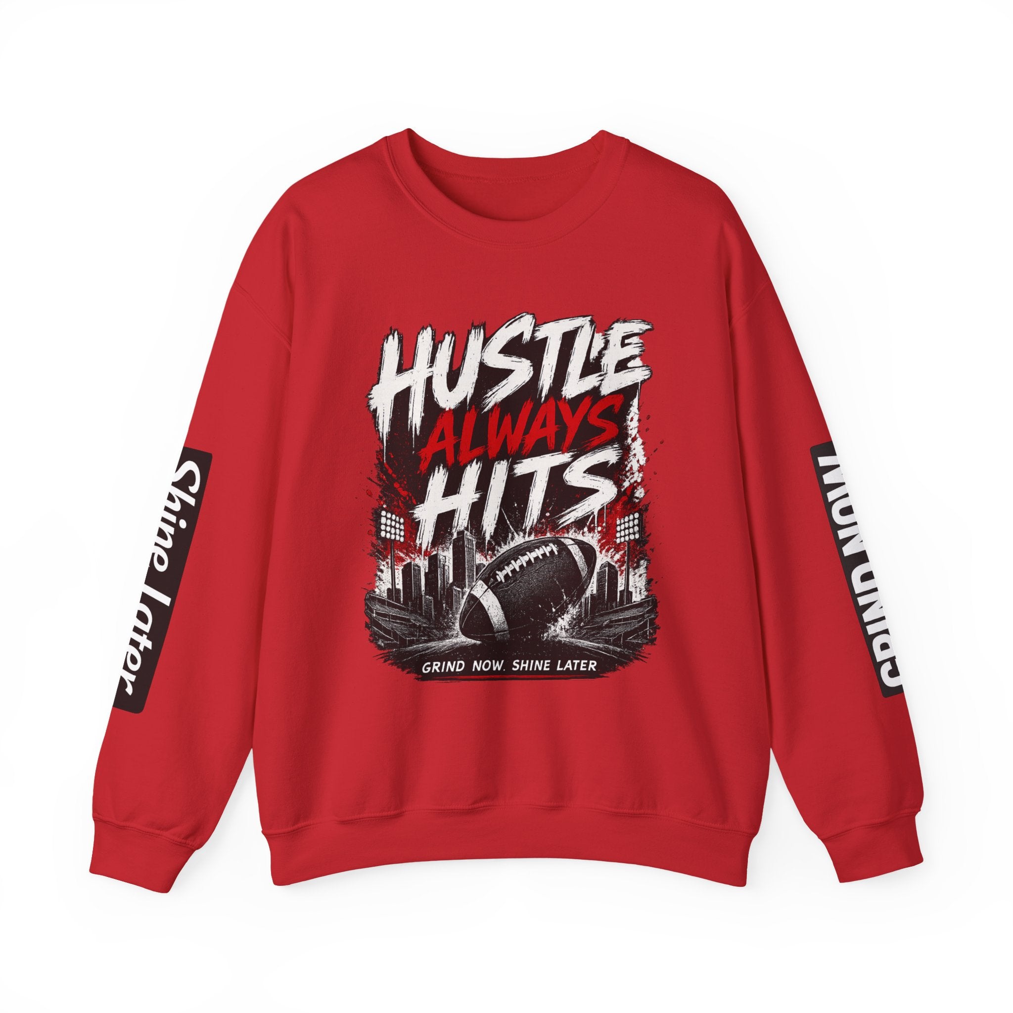 Hustle Always Hits Football Crewneck Sweatshirt