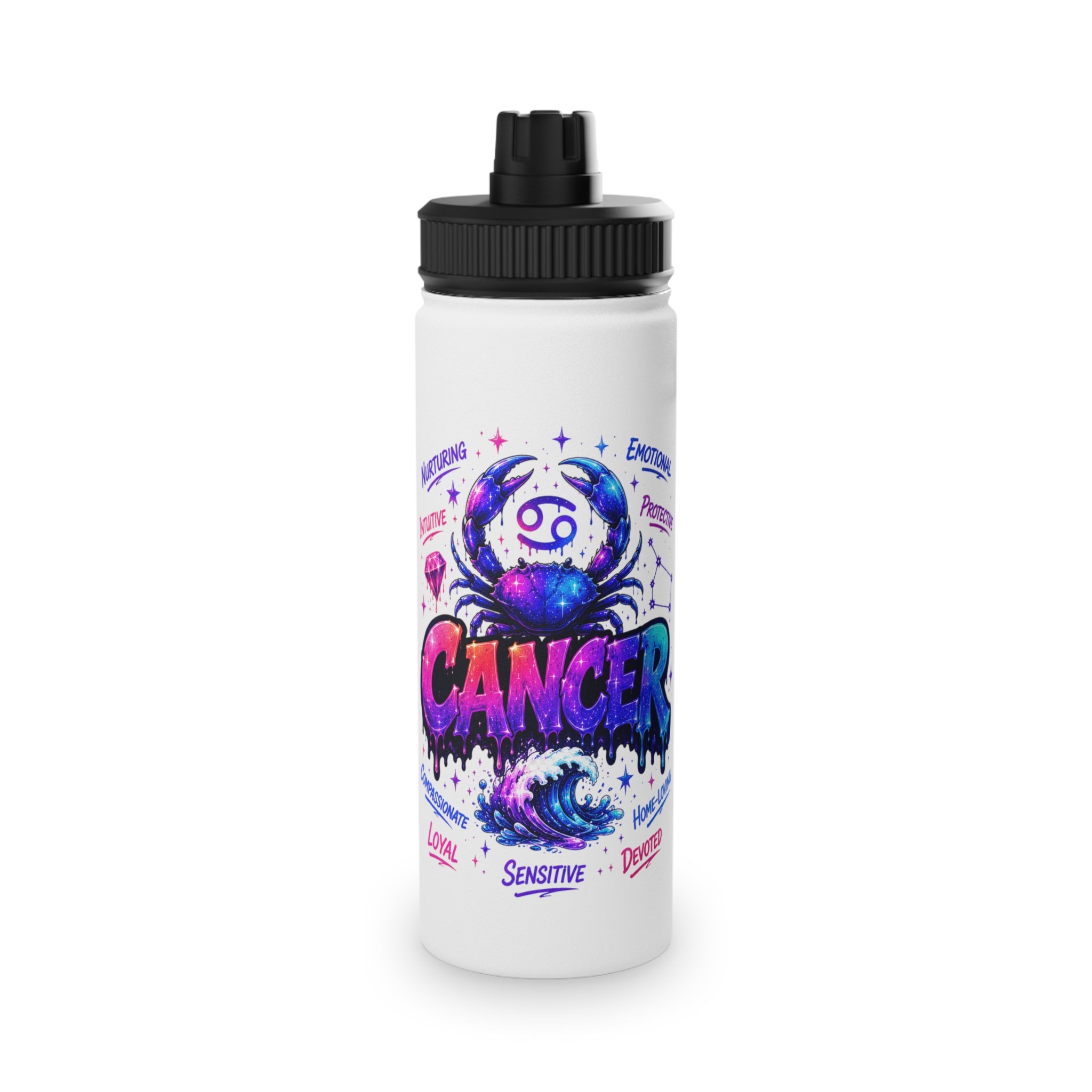 Cancer Stainless Steel Water Bottle, Sports lids
