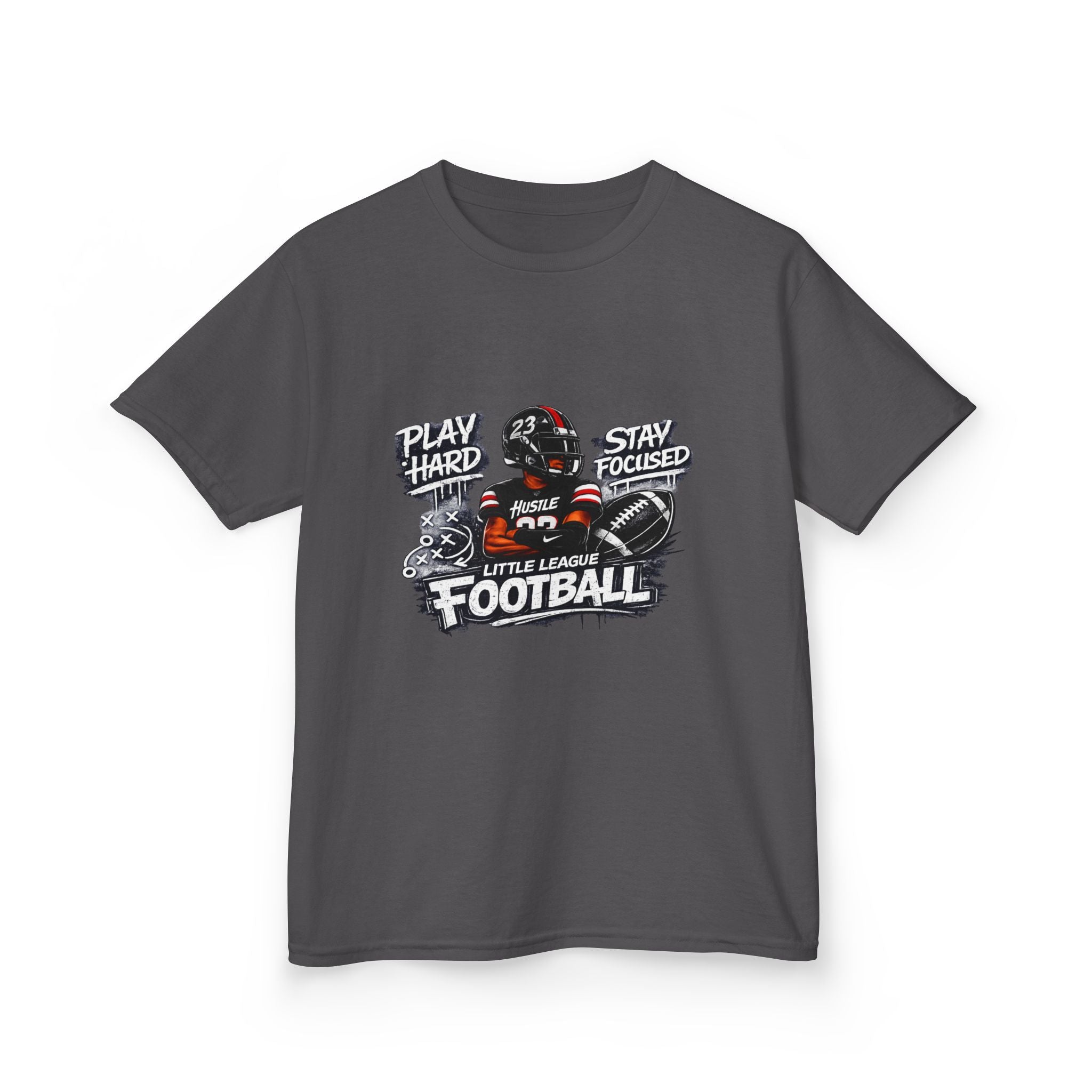 Play Hard Stay Focused Little League Football Kids T-Shirt