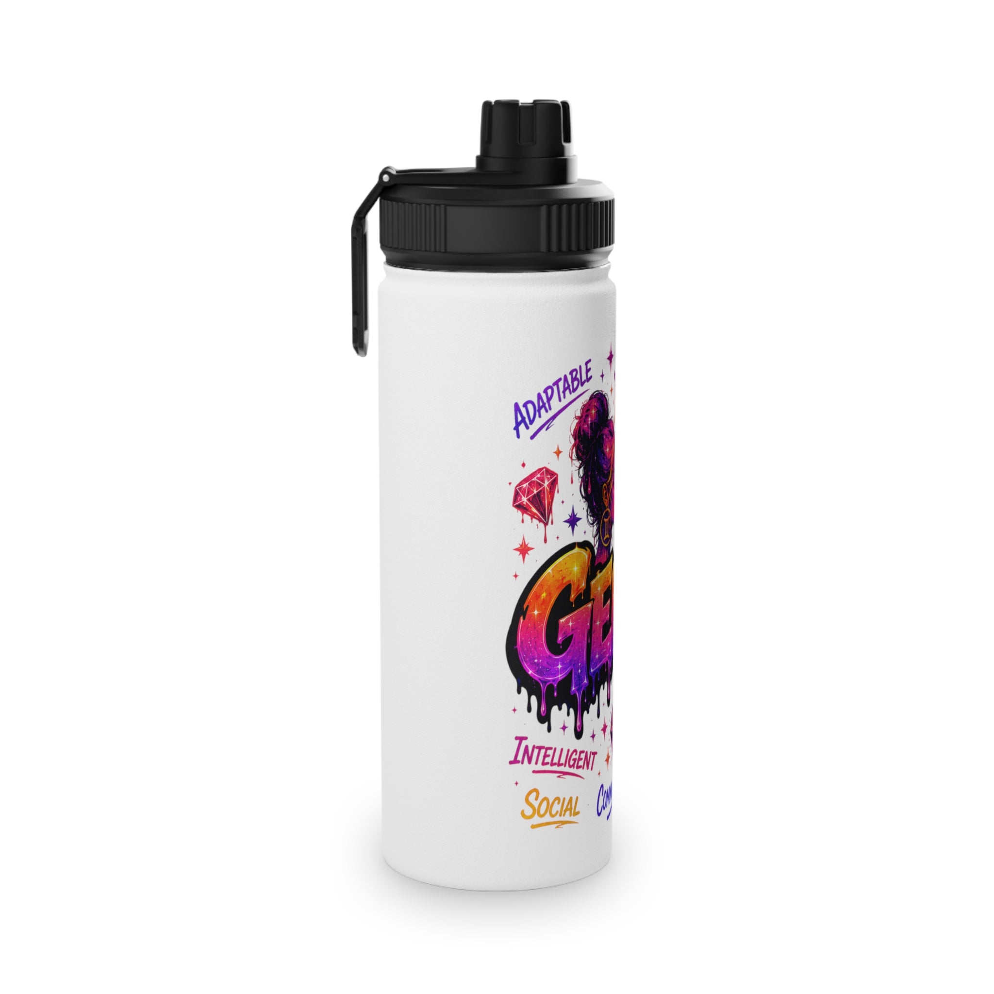 Gemini Stainless Steel Water Bottle, Sports Lid