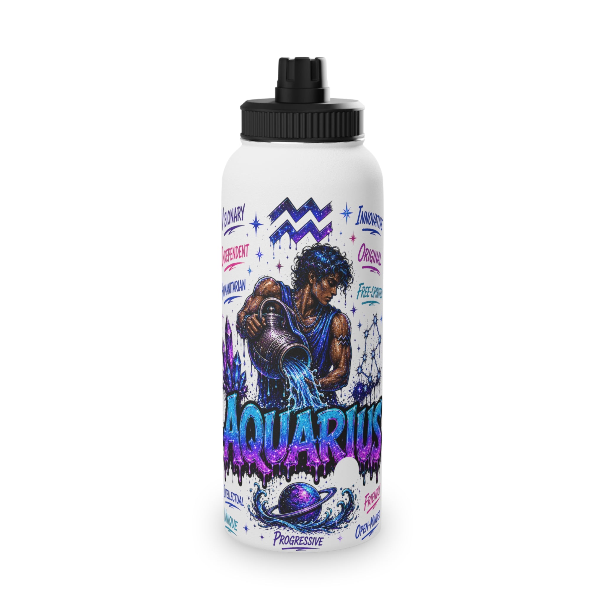 Aquarius Stainless Steel Water Bottle, Sports
