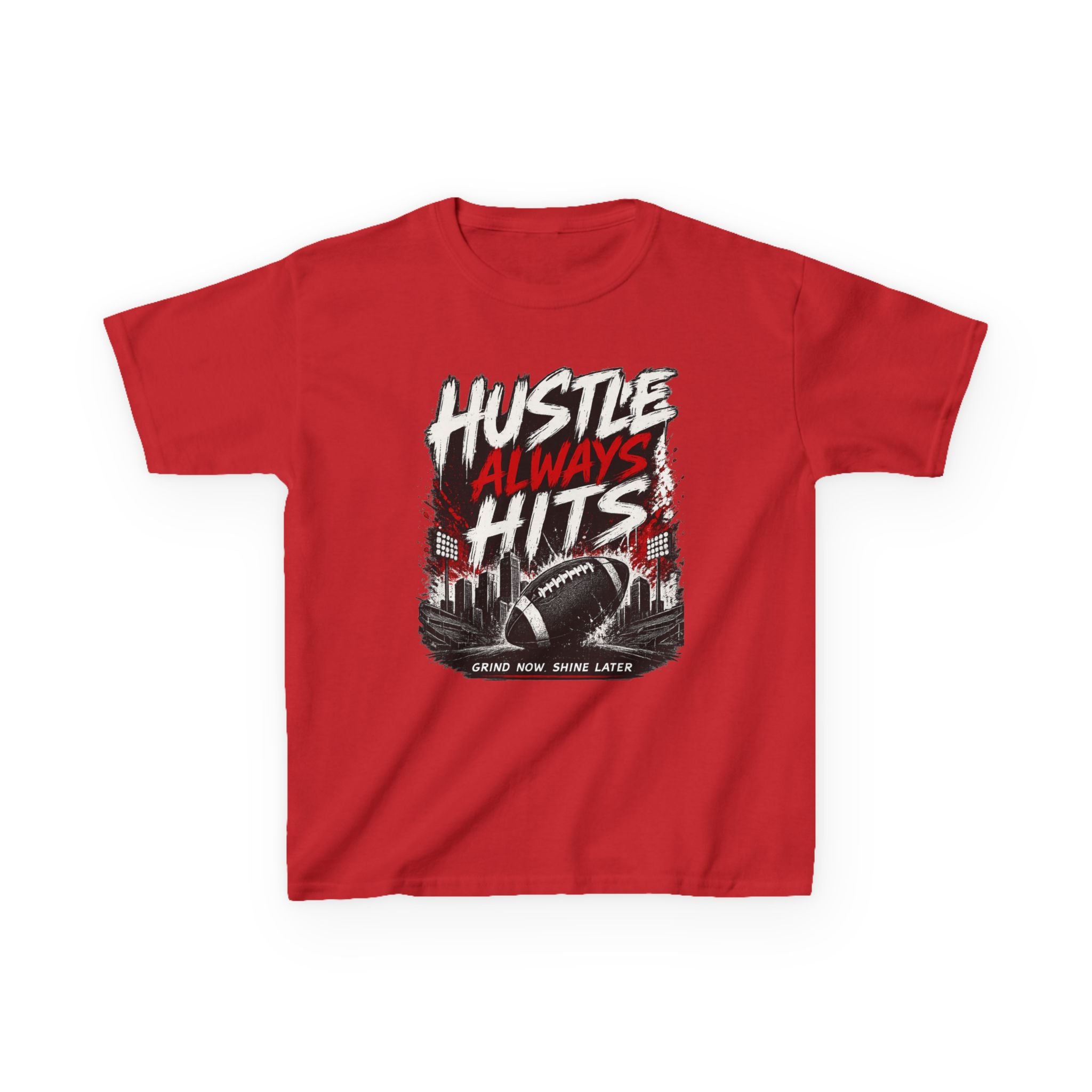 Hustle Always Hits Kids Football T-Shirt