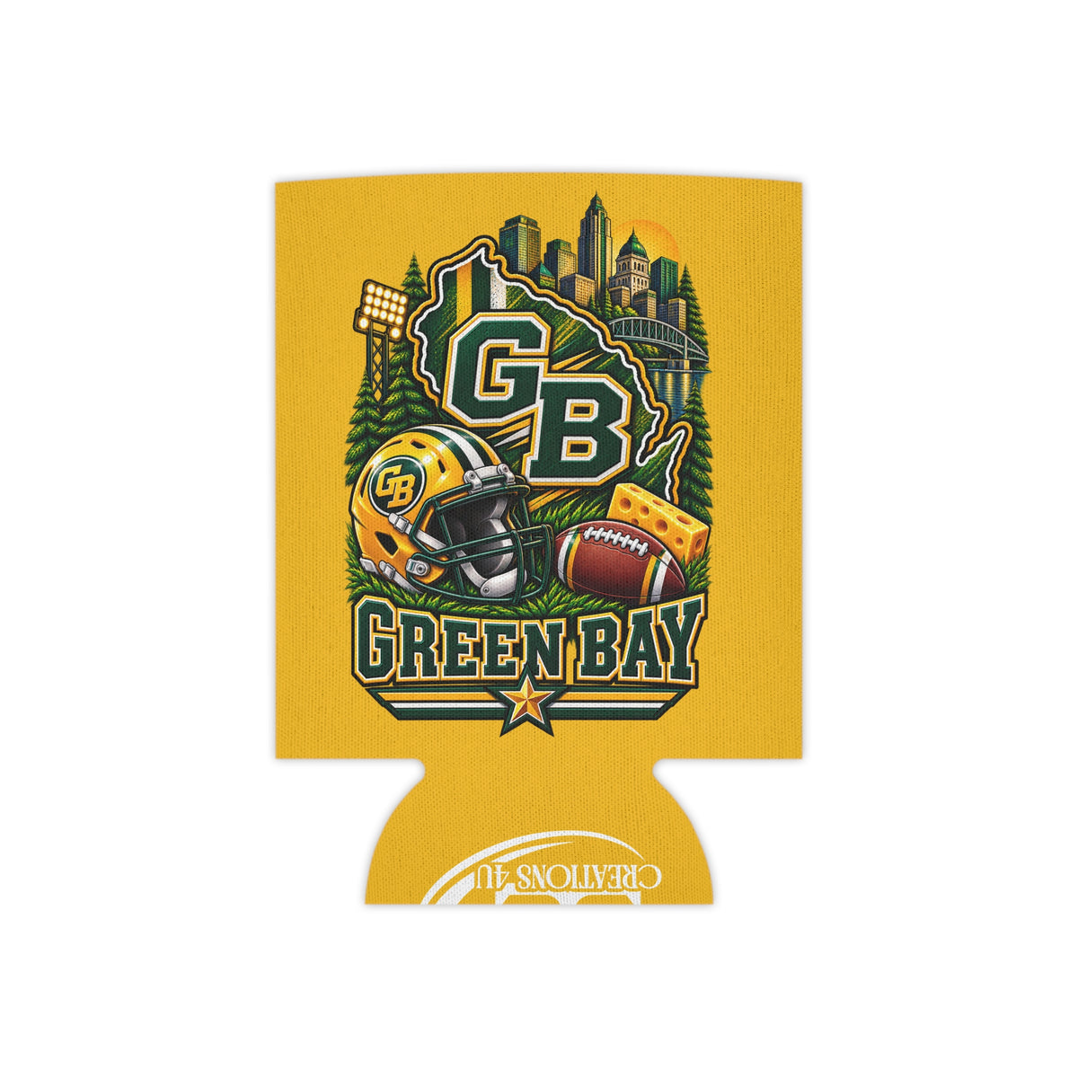Green Bay Football Can Cooler Sleeve