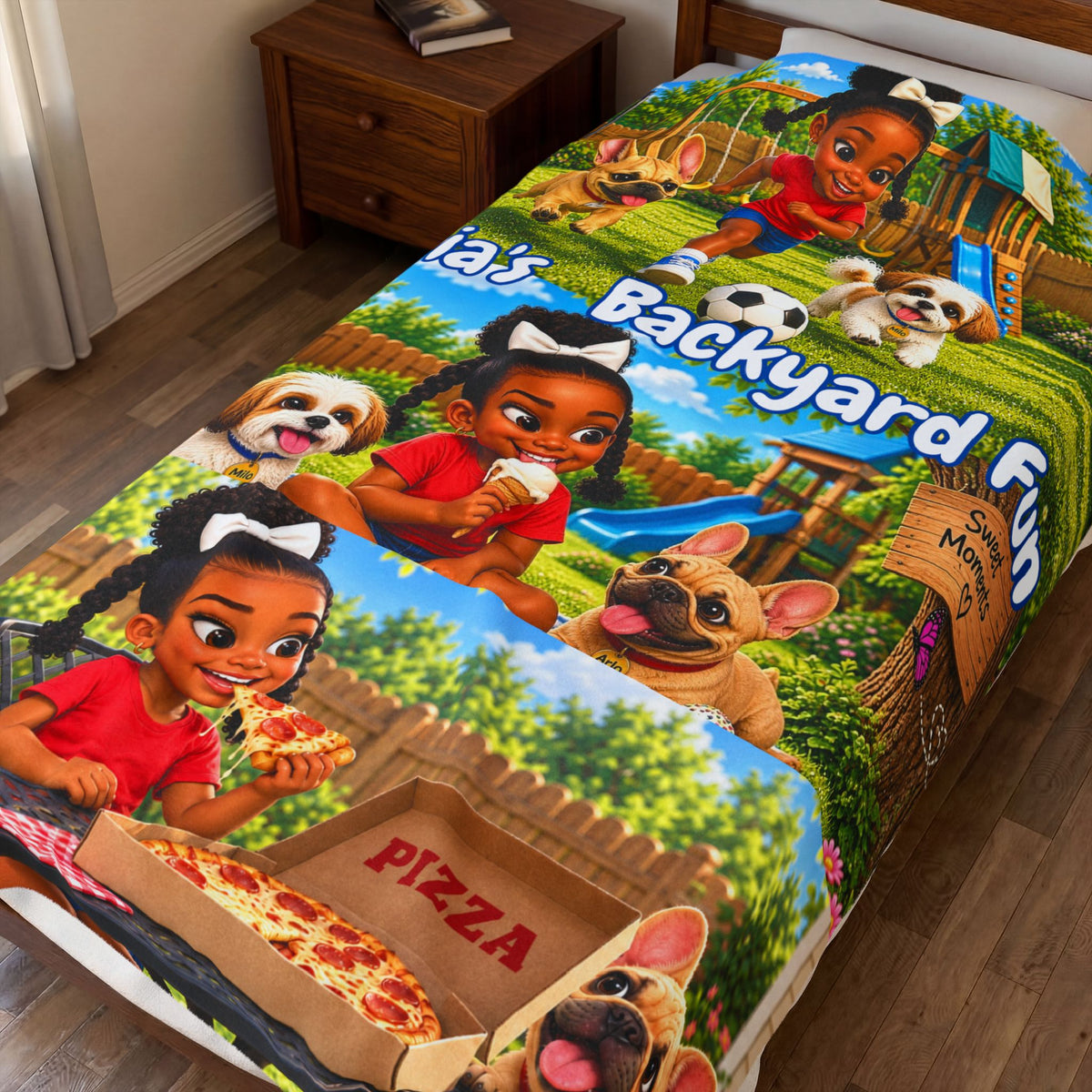 Bria’s Backyard Fun 3-Scene Velveteen Blanket