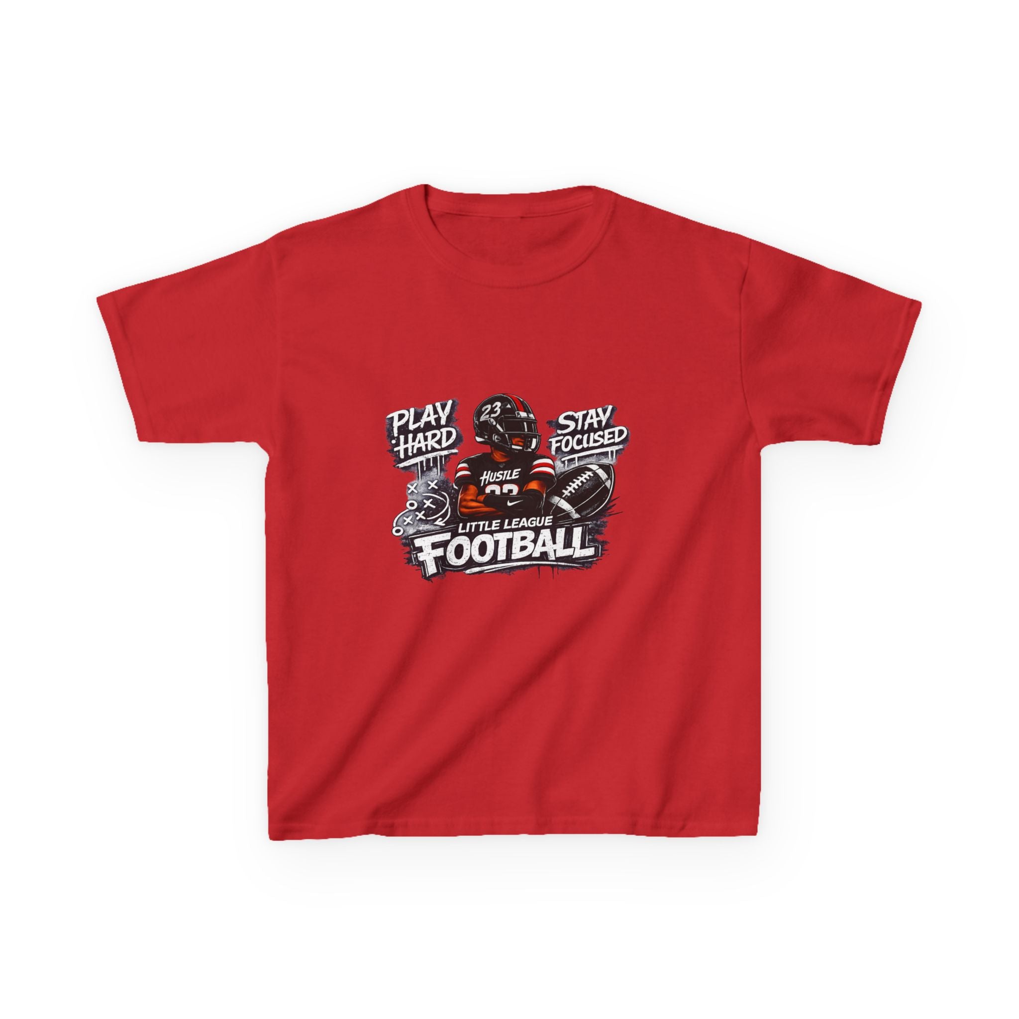 Play Hard Stay Focused Little League Football Kids T-Shirt