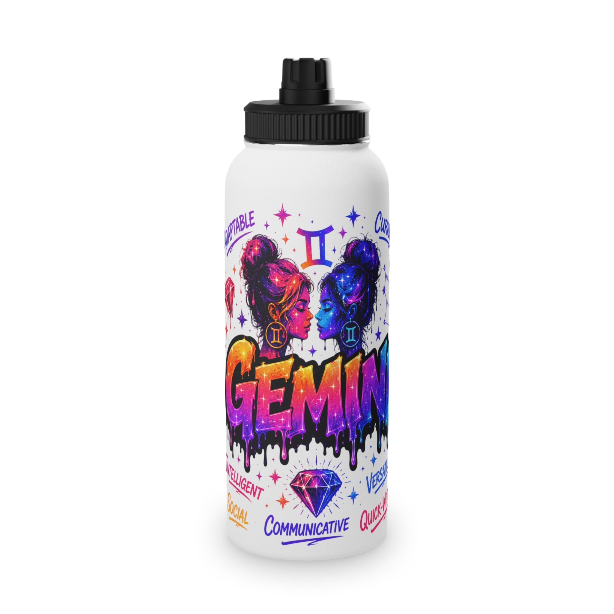 Gemini Stainless Steel Water Bottle, Sports Lid