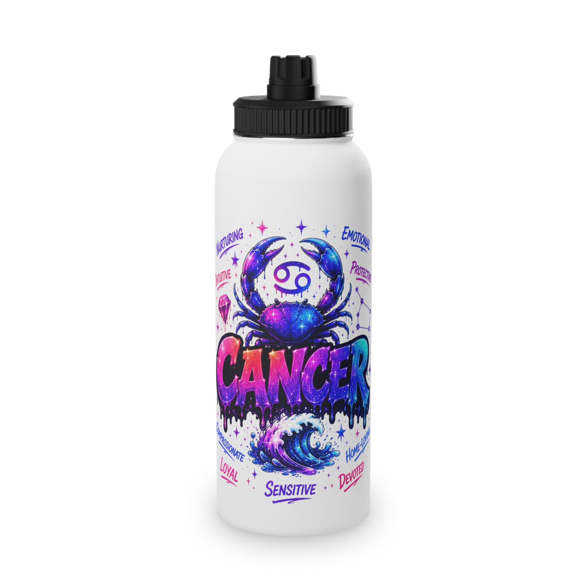 Cancer Stainless Steel Water Bottle, Sports lids
