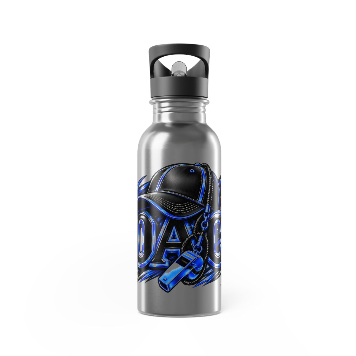 Coach 20 oz Stainless Steel Straw Bottle- Blue Design