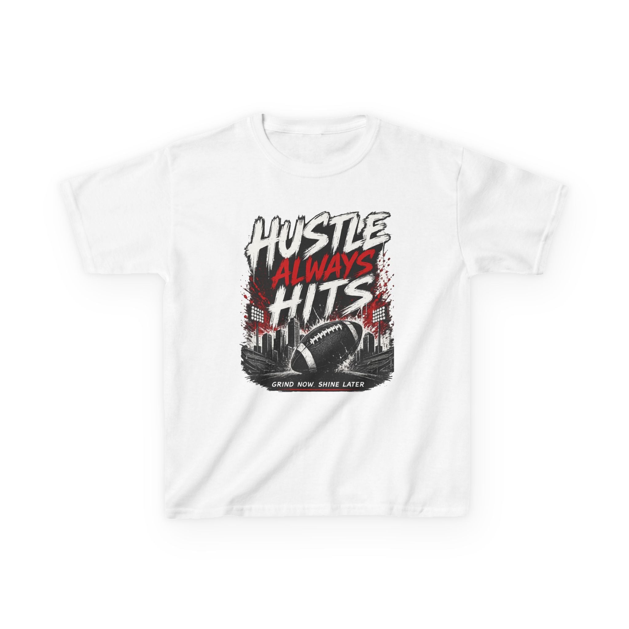 Hustle Always Hits Kids Football T-Shirt