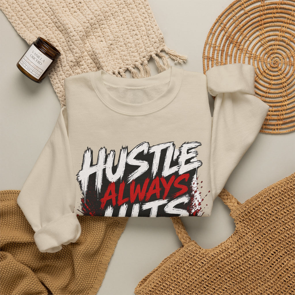 Hustle Always Hits Football Crewneck Sweatshirt