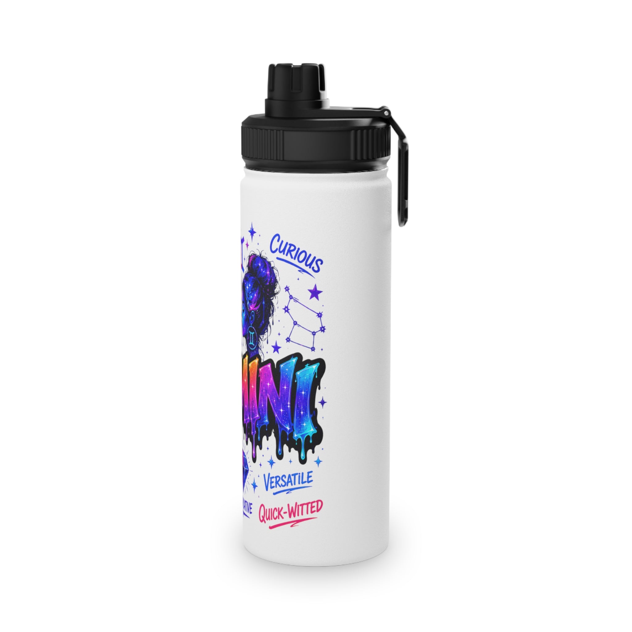 Gemini Stainless Steel Water Bottle, Sports Lid