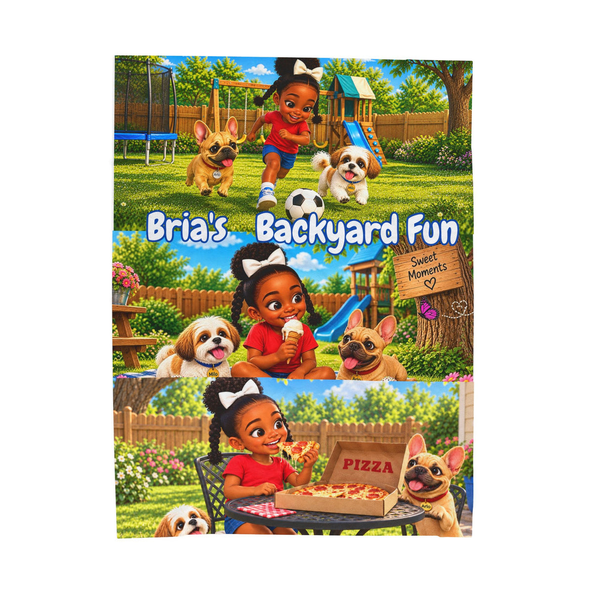 Bria’s Backyard Fun 3-Scene Velveteen Blanket