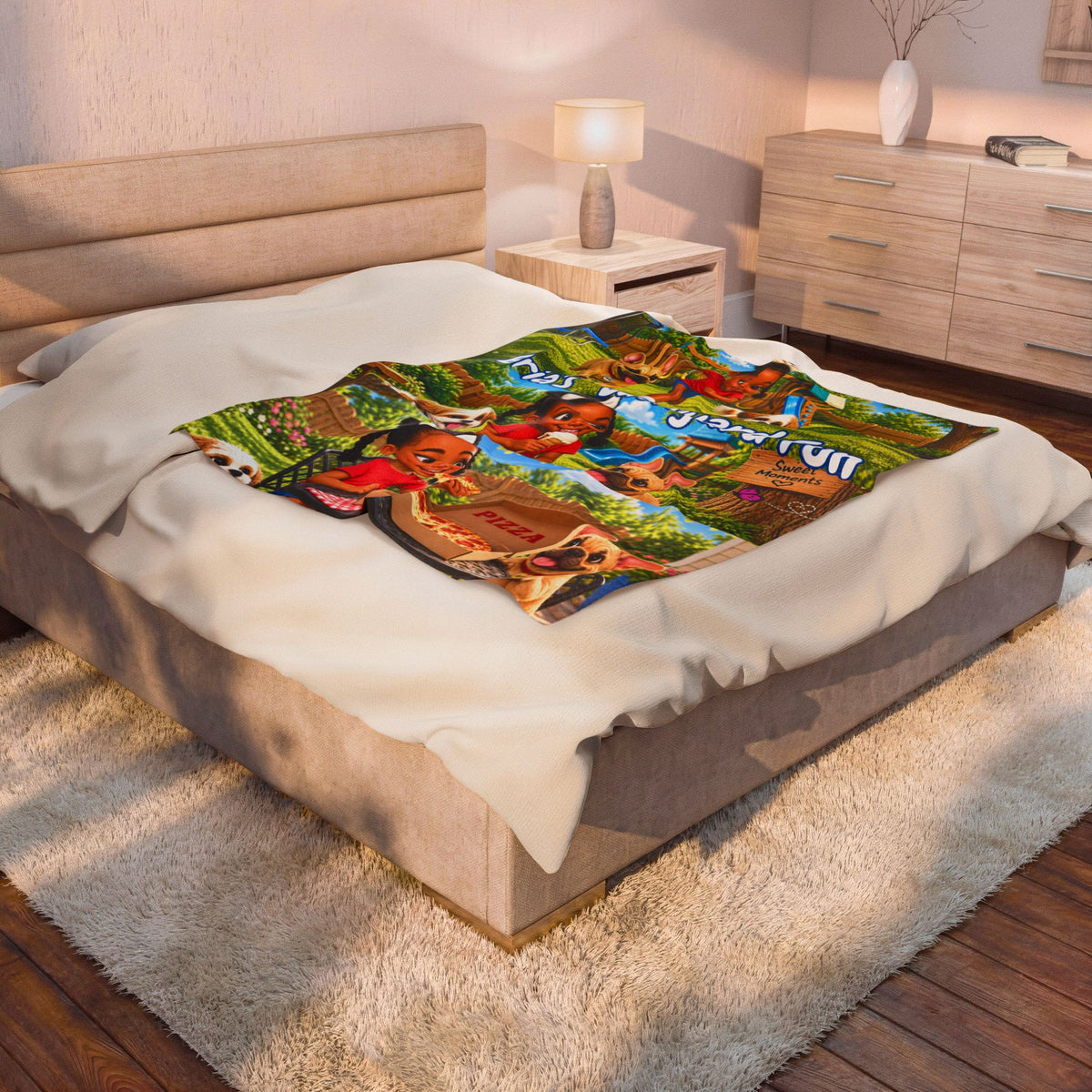 Bria’s Backyard Fun 3-Scene Velveteen Blanket