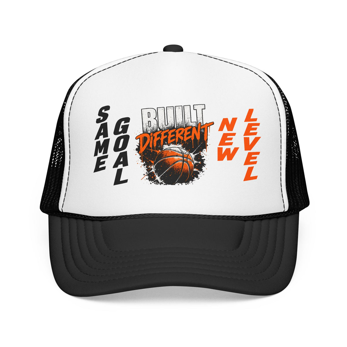 Built Different "Same Goal, New Level" Basketball Trucker Hat