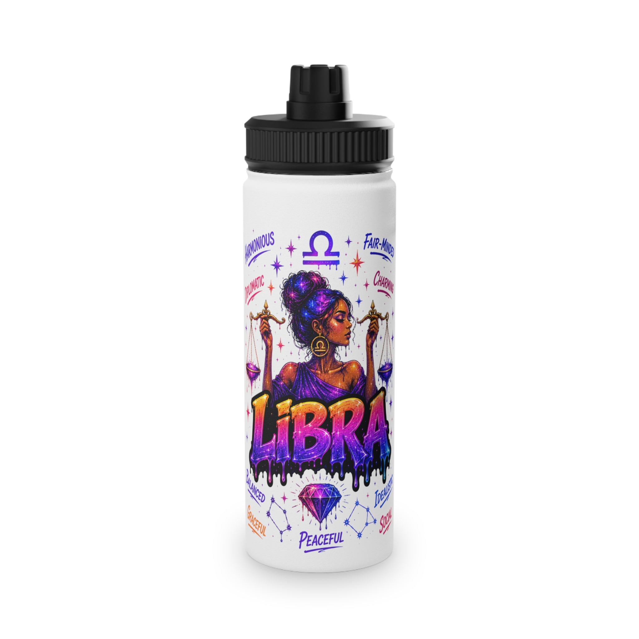 Libra Stainless Steel Water Bottle, Sports Lid