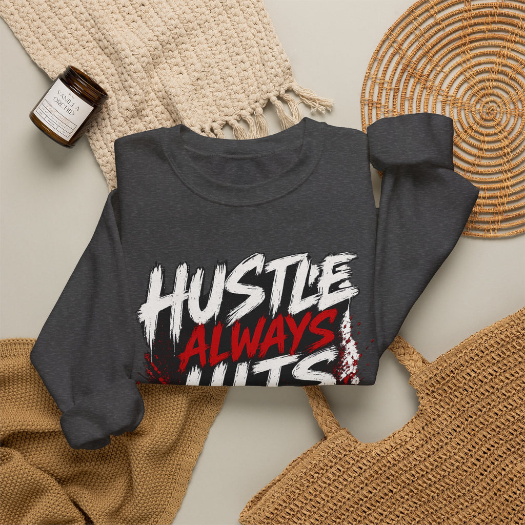 Hustle Always Hits Football Crewneck Sweatshirt
