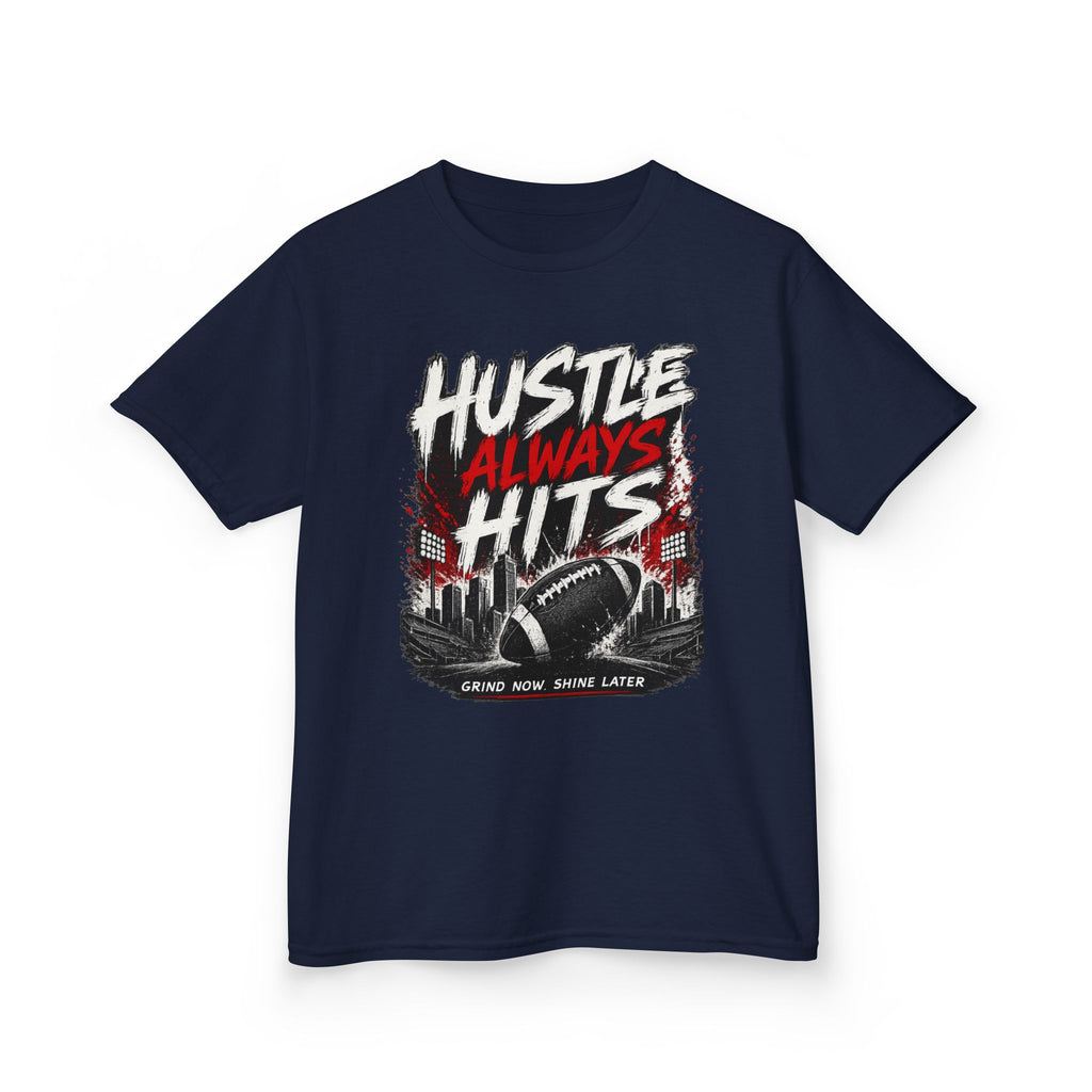 Hustle Always Hits Kids Football T-Shirt
