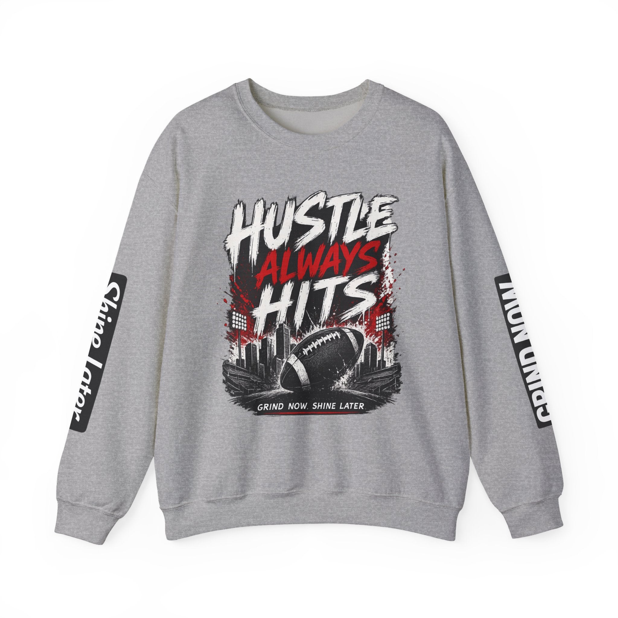 Hustle Always Hits Football Crewneck Sweatshirt