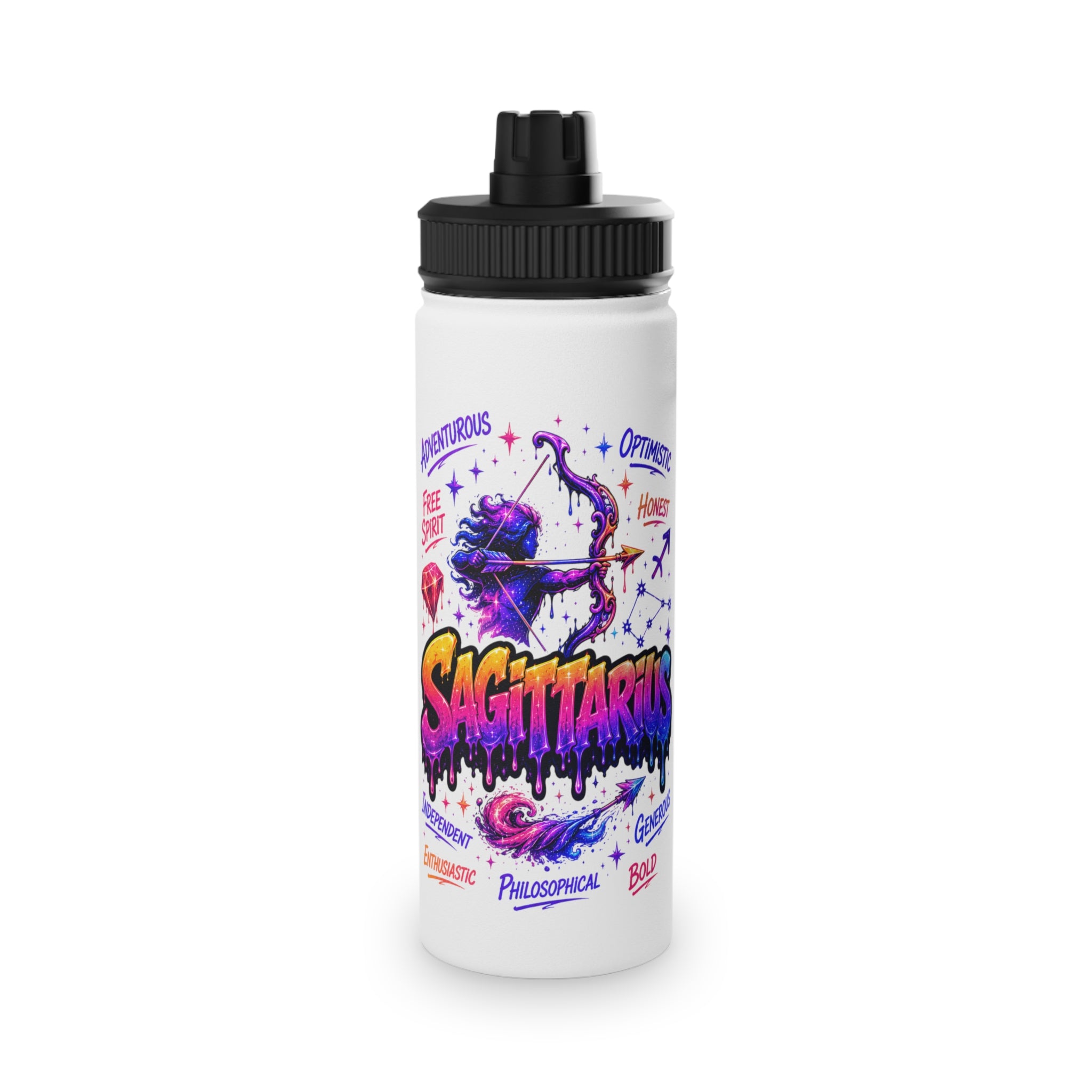 Sagittarius Stainless Steel Water Bottle, Sports Lid