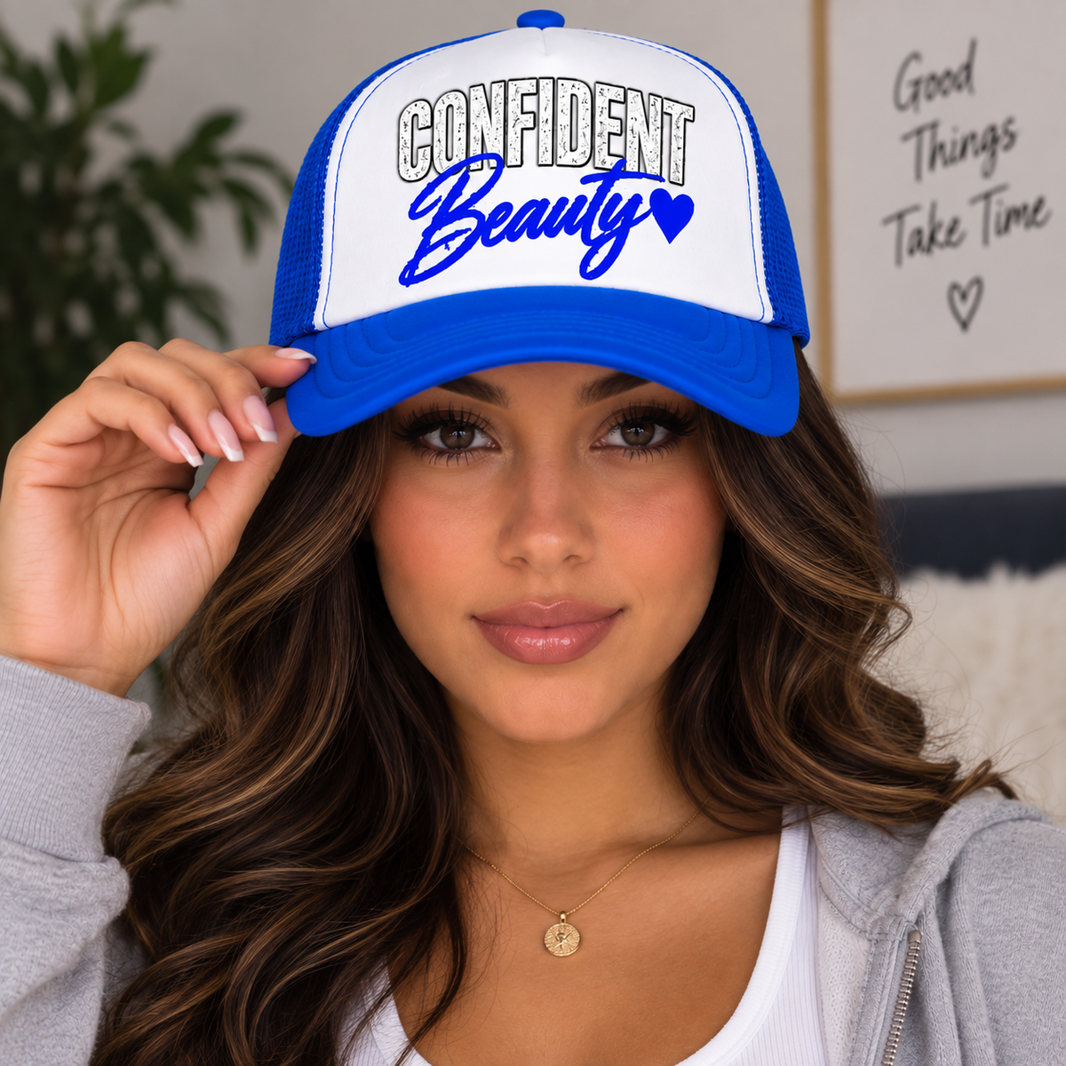 Confident Beauty Foam Trucker Mesh Cap