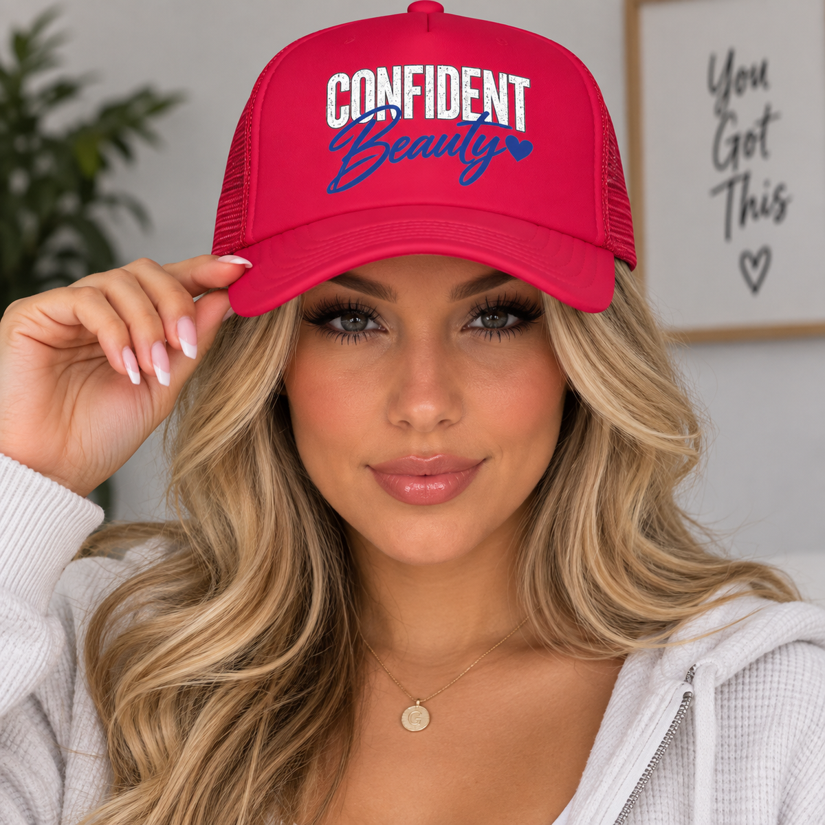 Confident Beauty Foam Trucker Mesh Cap